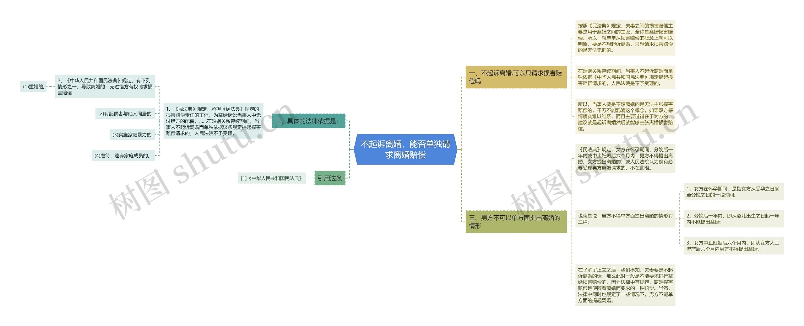 不起诉离婚，能否单独请求离婚赔偿思维导图