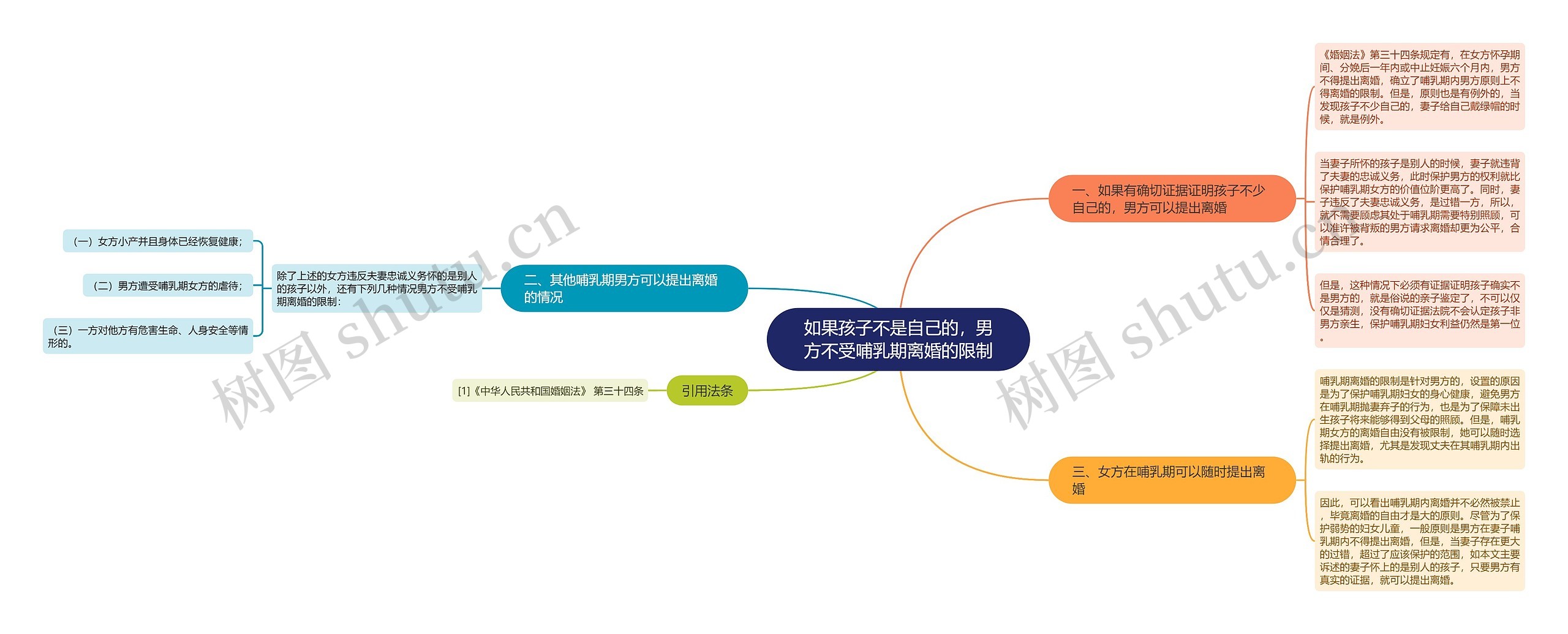 如果孩子不是自己的，男方不受哺乳期离婚的限制思维导图