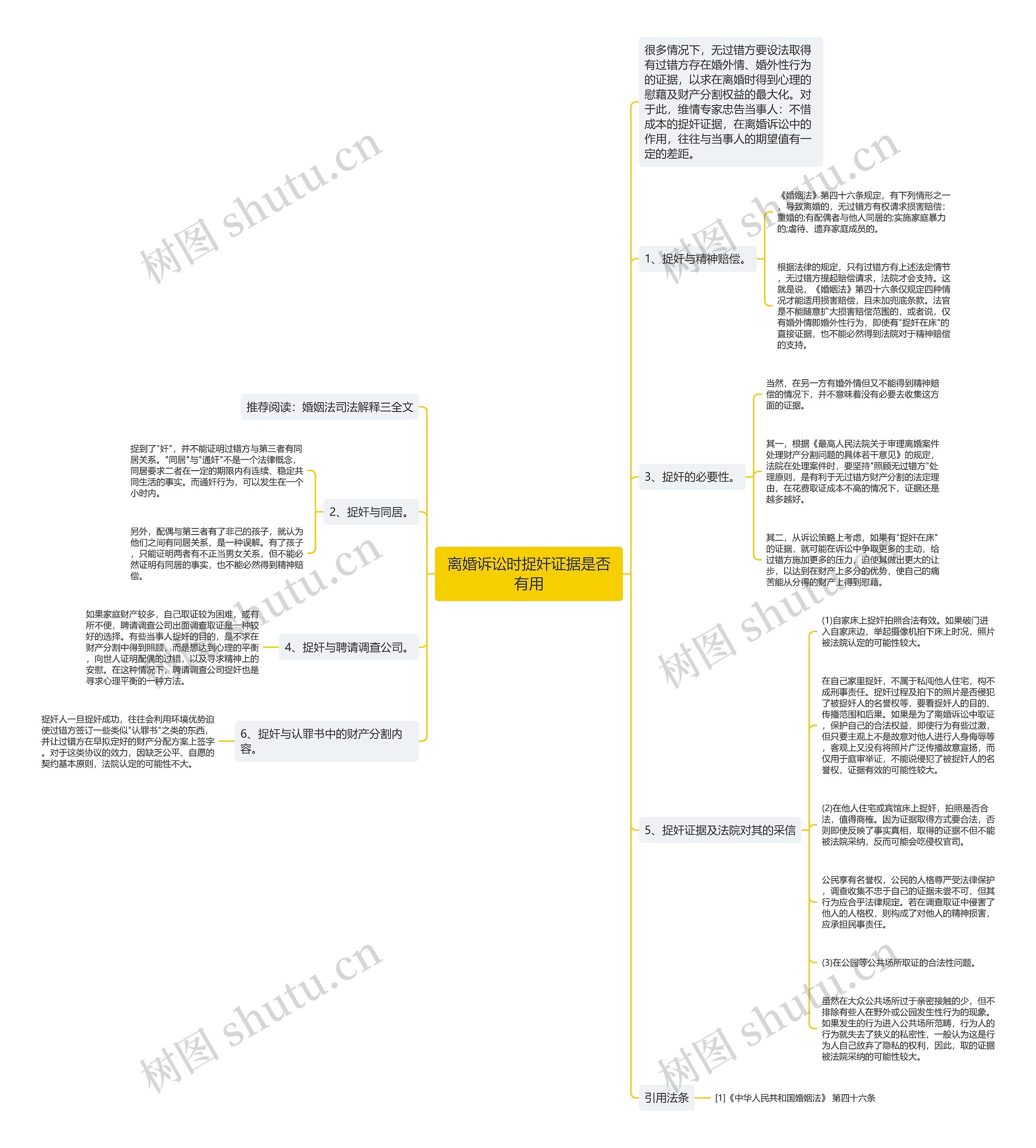 离婚诉讼时捉奸证据是否有用思维导图