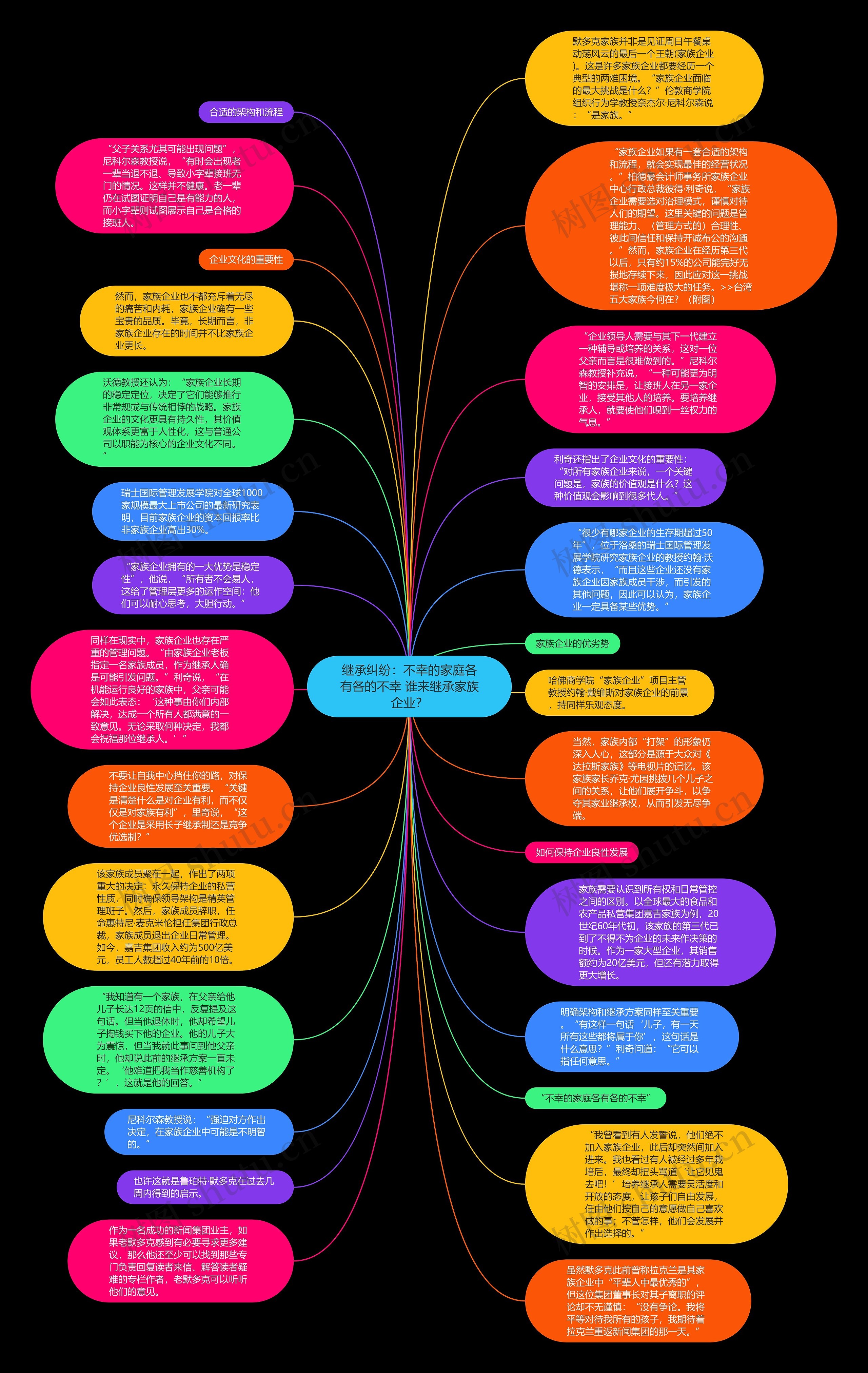 继承纠纷：不幸的家庭各有各的不幸 谁来继承家族企业？思维导图