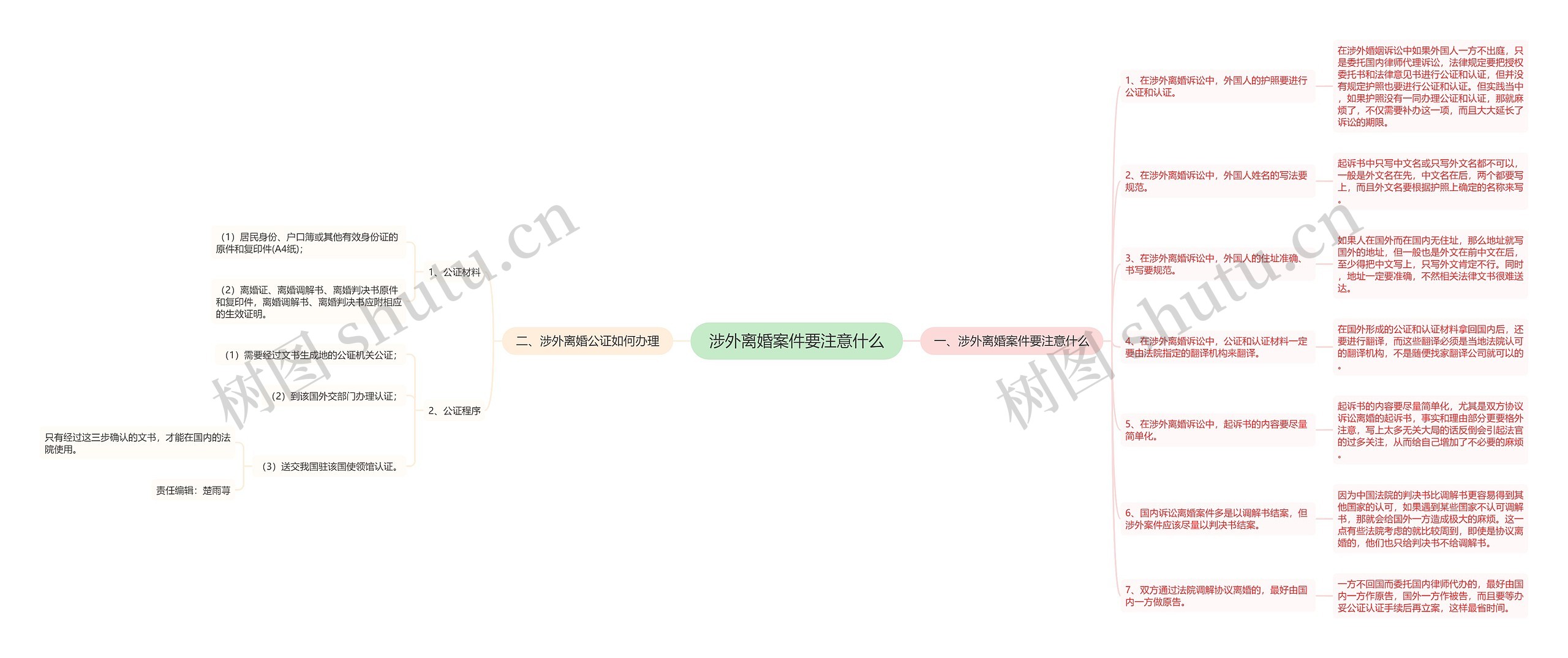 涉外离婚案件要注意什么思维导图