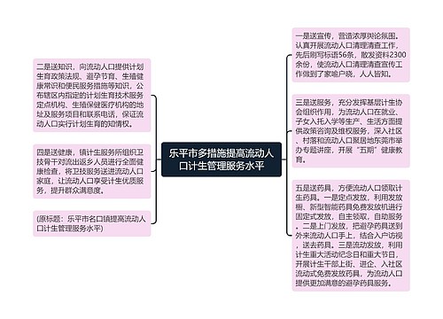 乐平市多措施提高流动人口计生管理服务水平