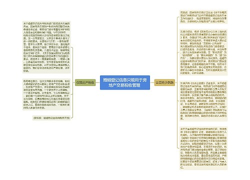 婚姻登记信息只能用于房地产交易税收管理 