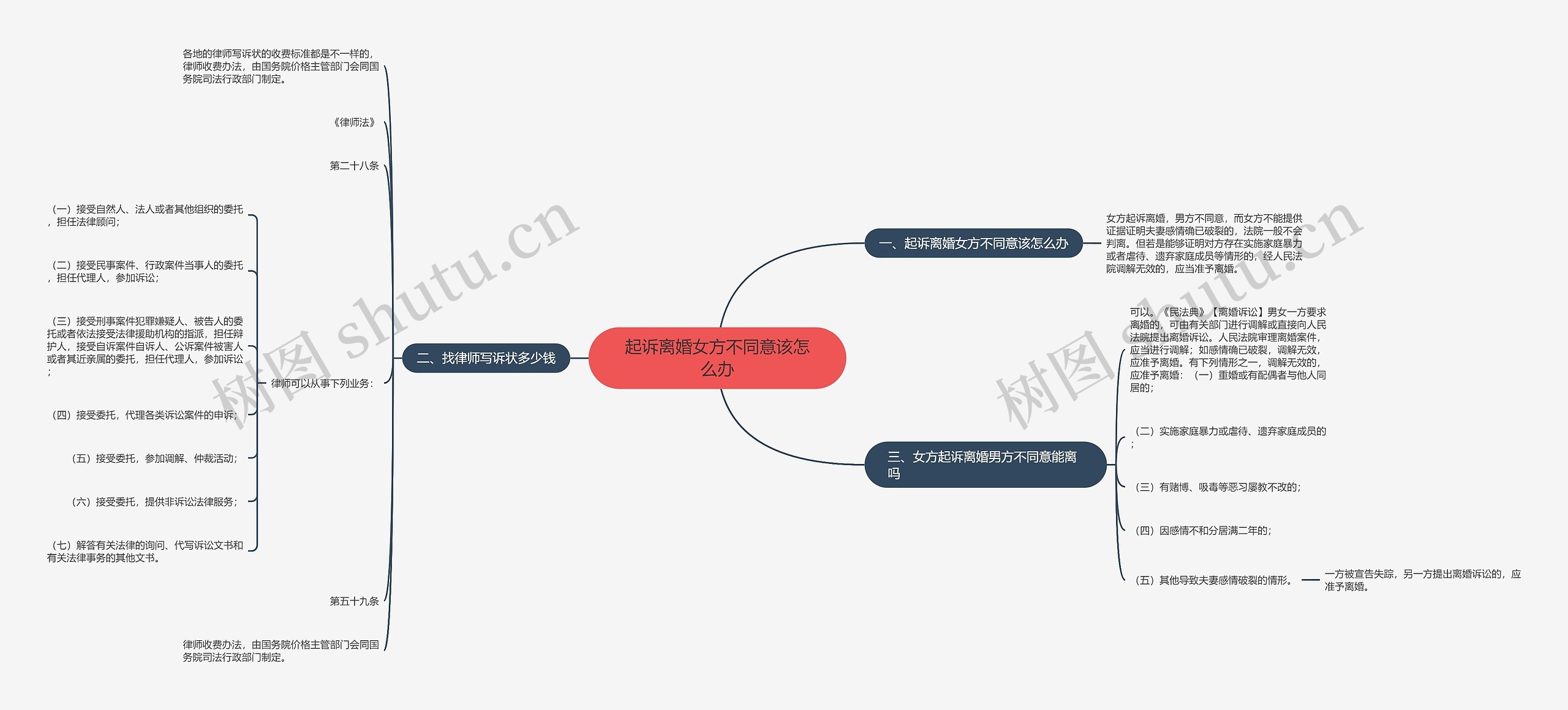 起诉离婚女方不同意该怎么办思维导图