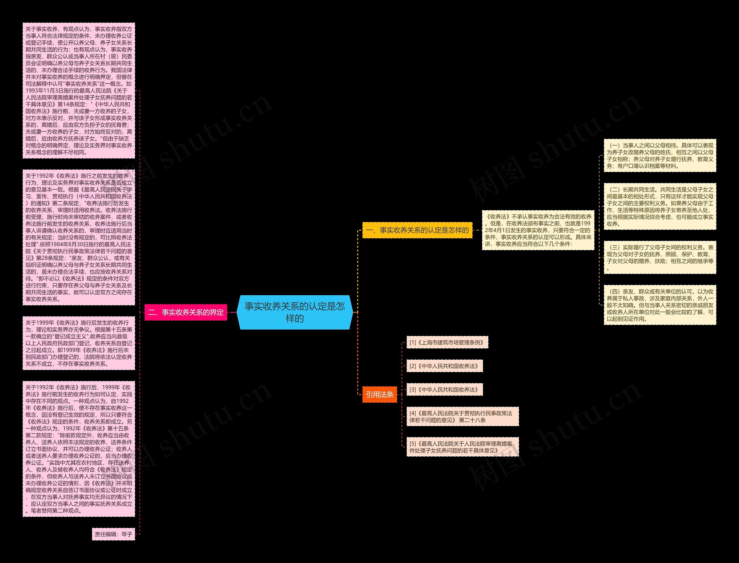 事实收养关系的认定是怎样的思维导图高清图 事实收养关系的认定是怎样的思维导图