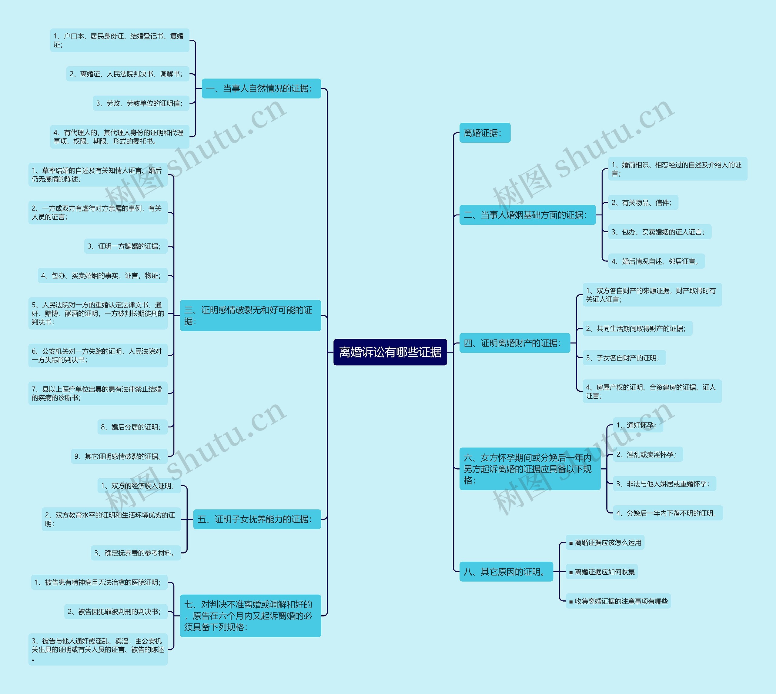 离婚诉讼有哪些证据思维导图