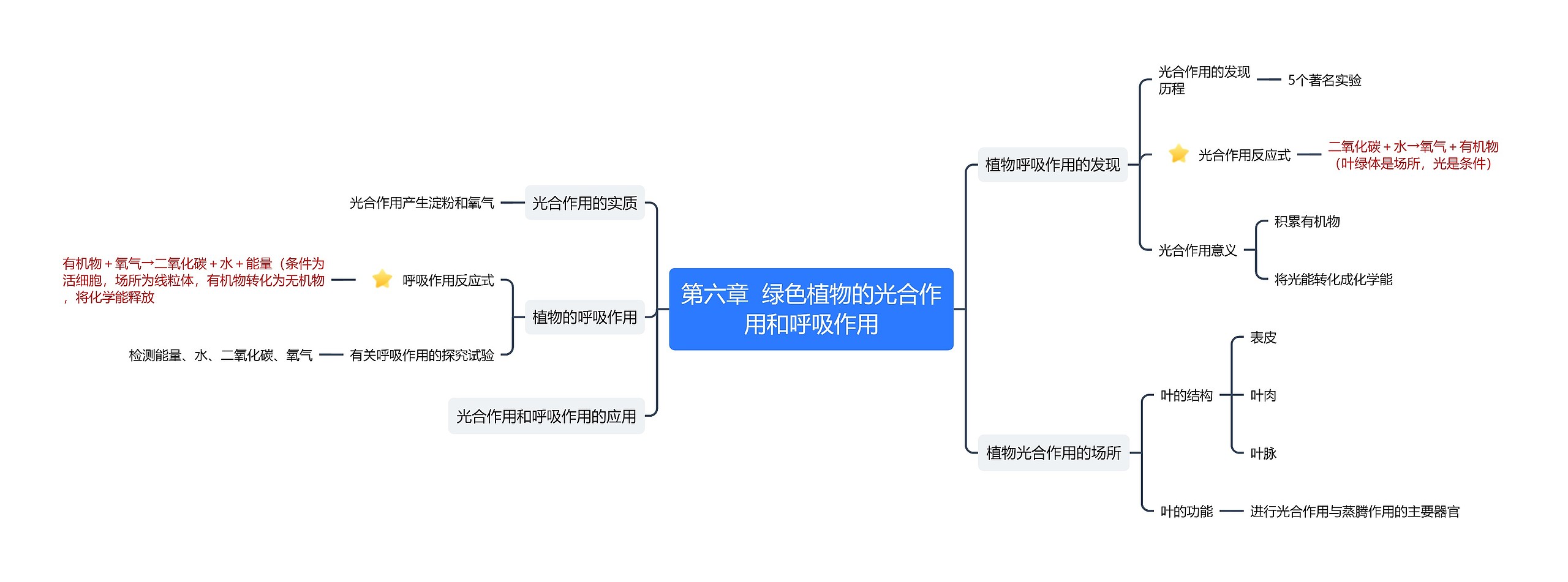 第六章  绿色植物的光合作用和呼吸作用思维导图