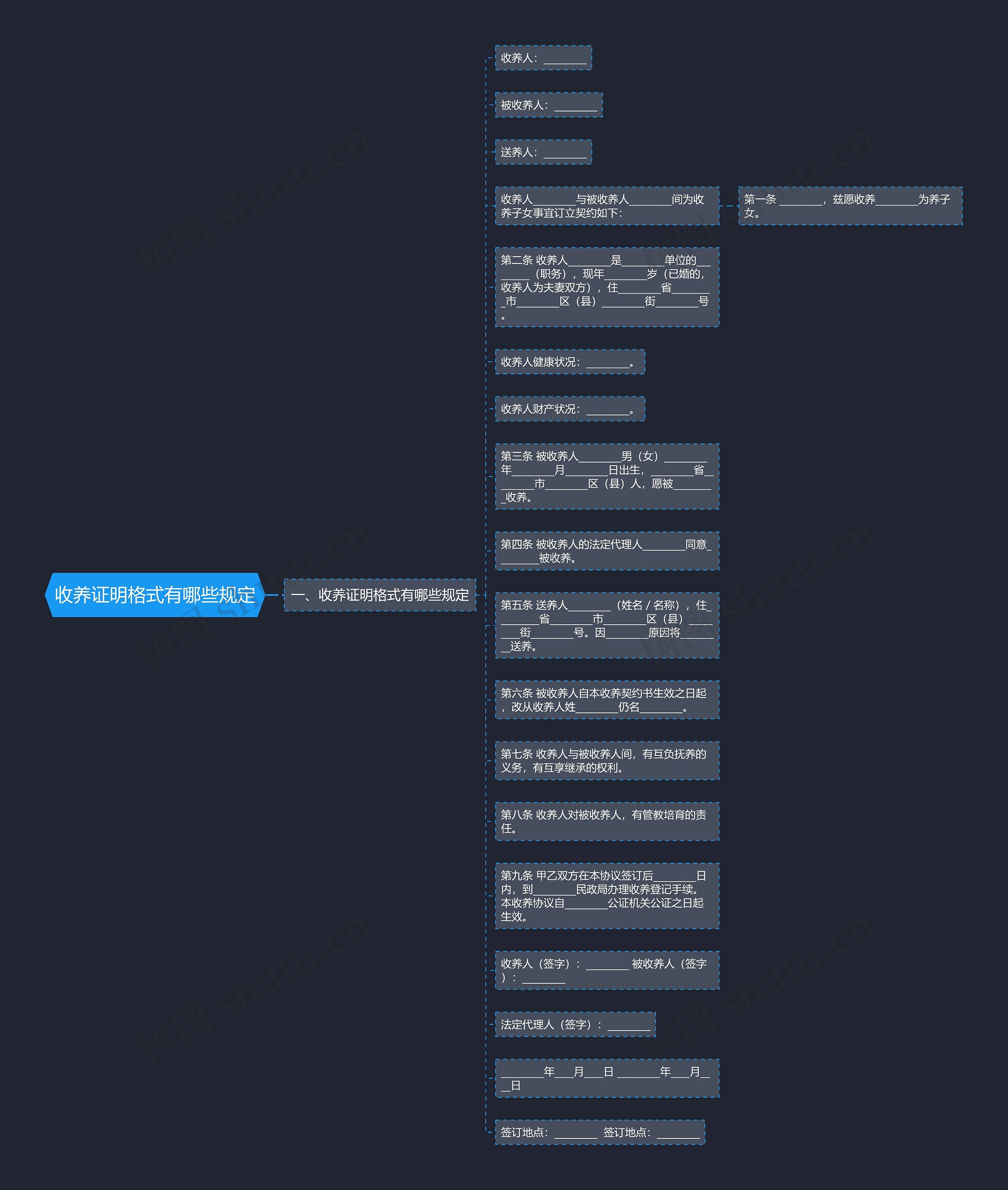 收养证明格式有哪些规定思维导图