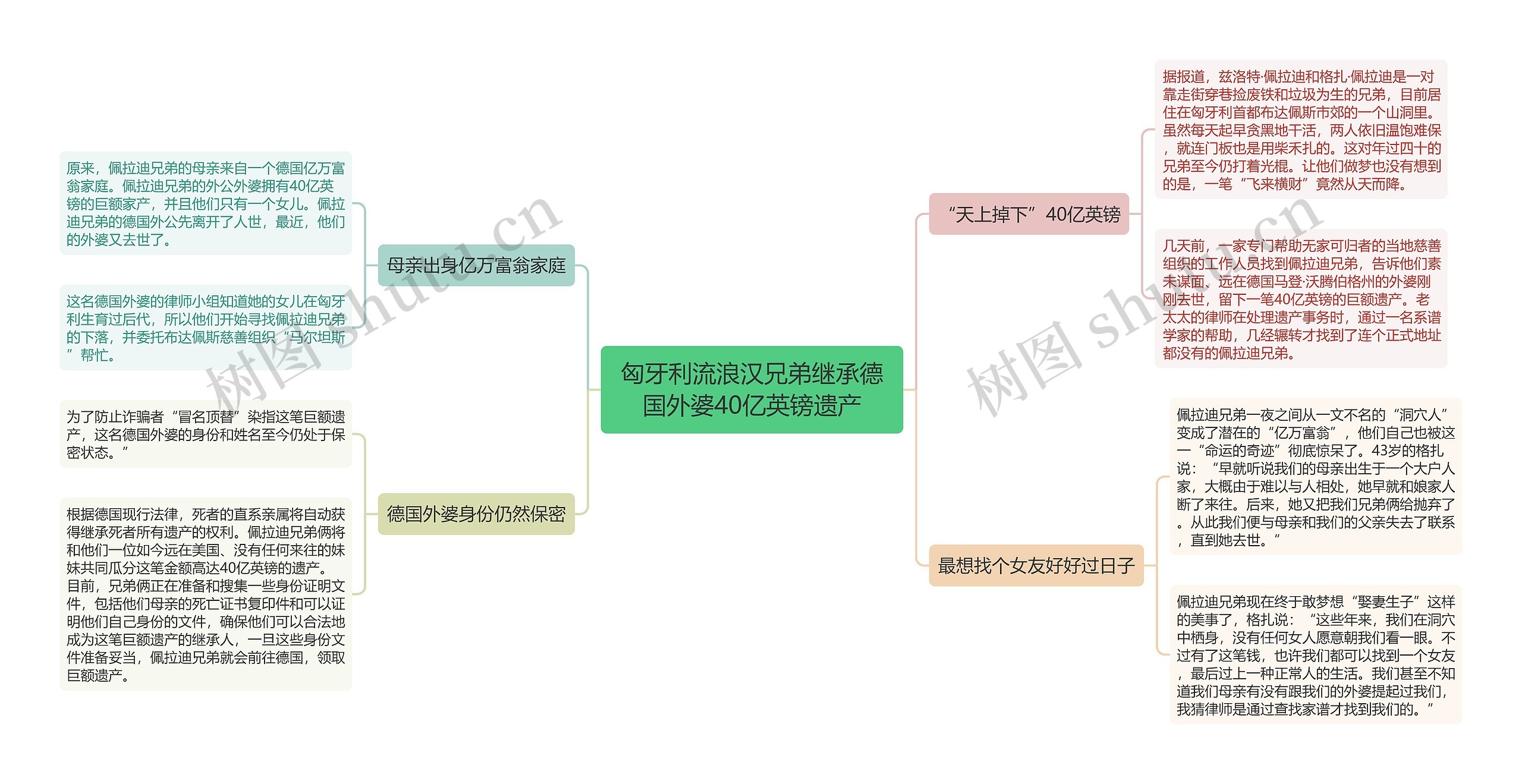 匈牙利流浪汉兄弟继承德国外婆40亿英镑遗产思维导图