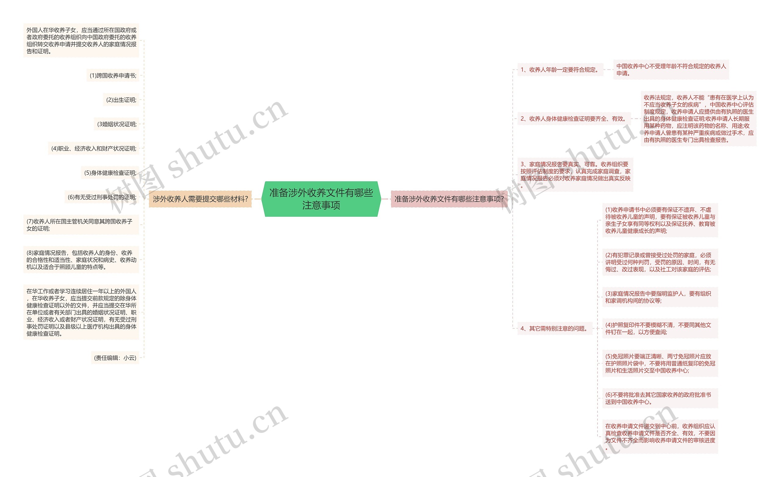 准备涉外收养文件有哪些注意事项思维导图