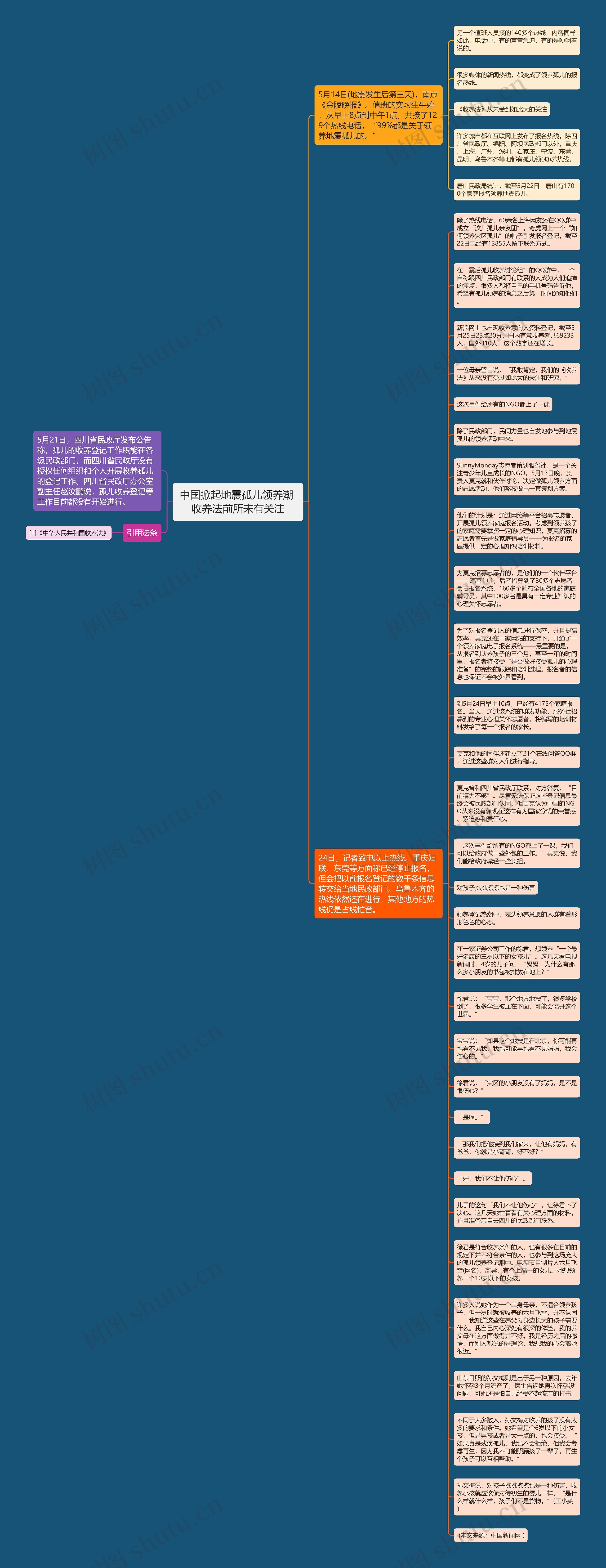 中国掀起地震孤儿领养潮 收养法前所未有关注思维导图