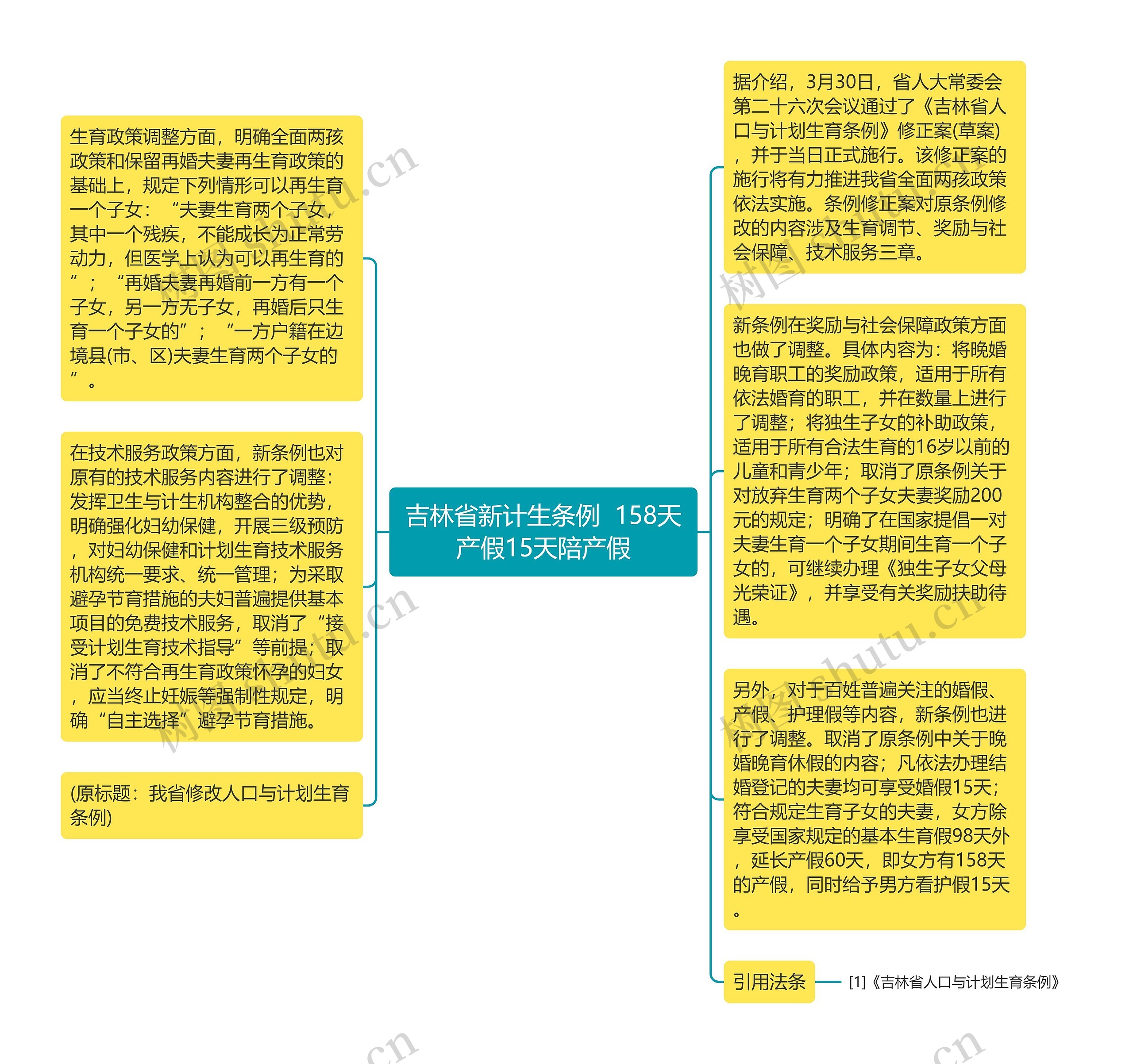 吉林省新计生条例  158天产假15天陪产假思维导图