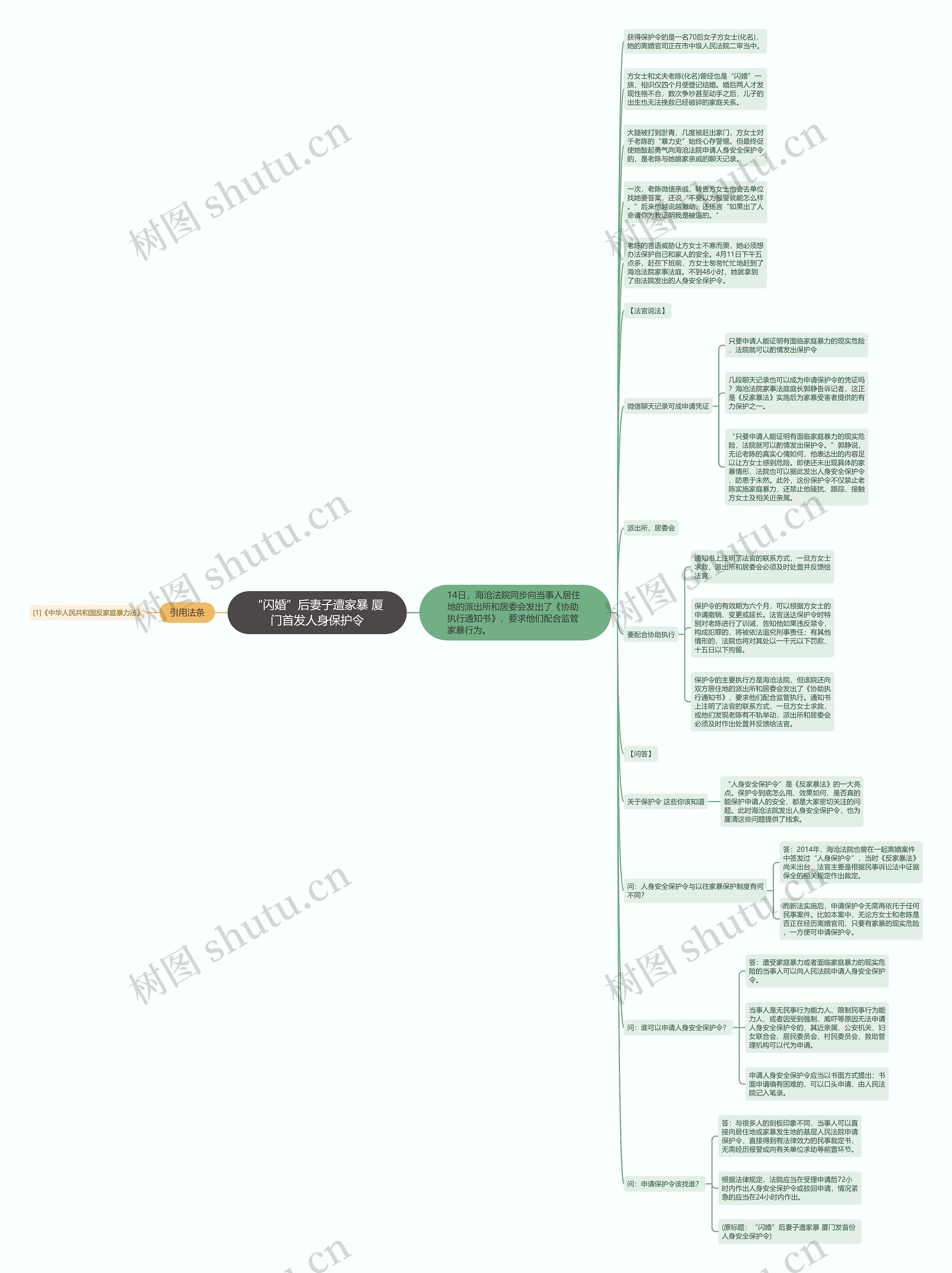 “闪婚”后妻子遭家暴 厦门首发人身保护令思维导图