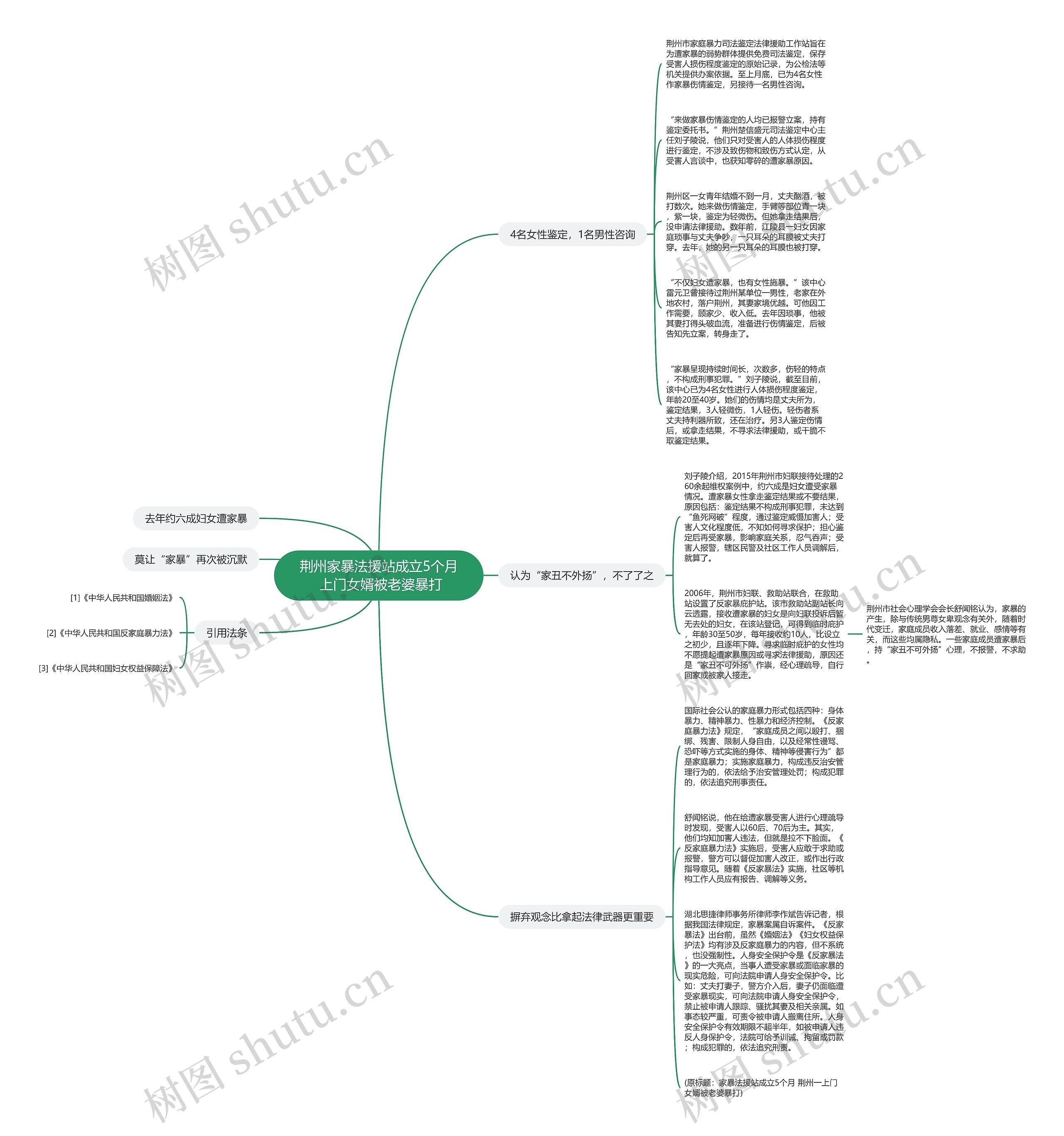 荆州家暴法援站成立5个月 上门女婿被老婆暴打思维导图