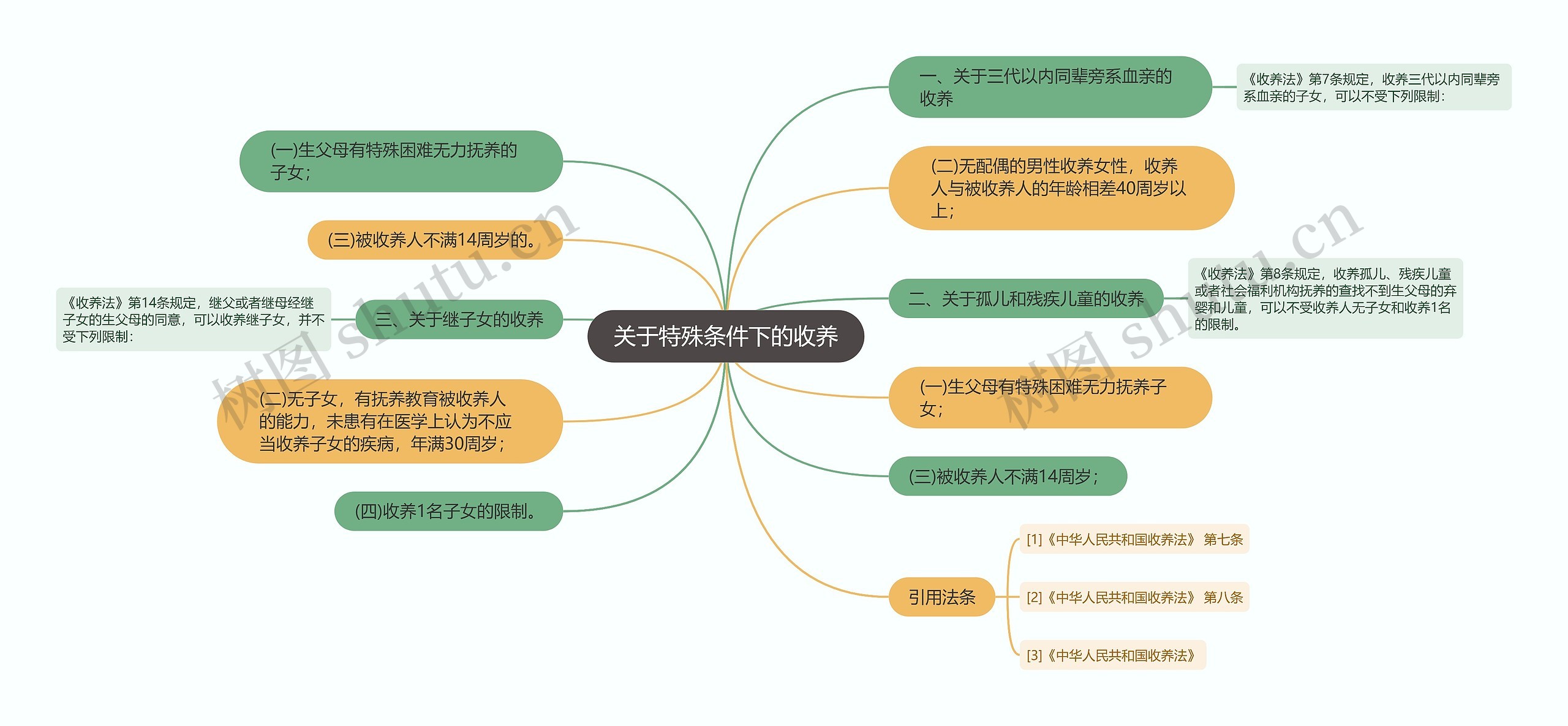 关于特殊条件下的收养思维导图