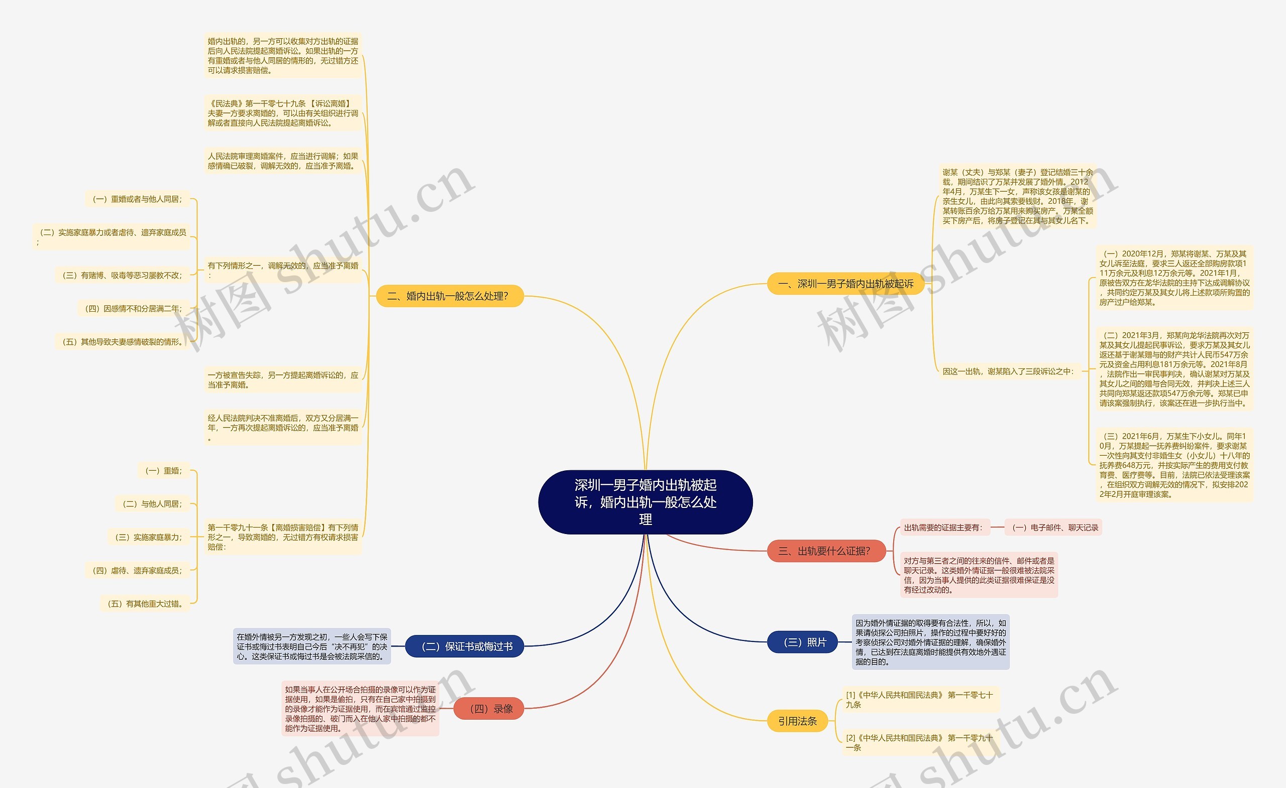 深圳一男子婚内出轨被起诉，婚内出轨一般怎么处理思维导图