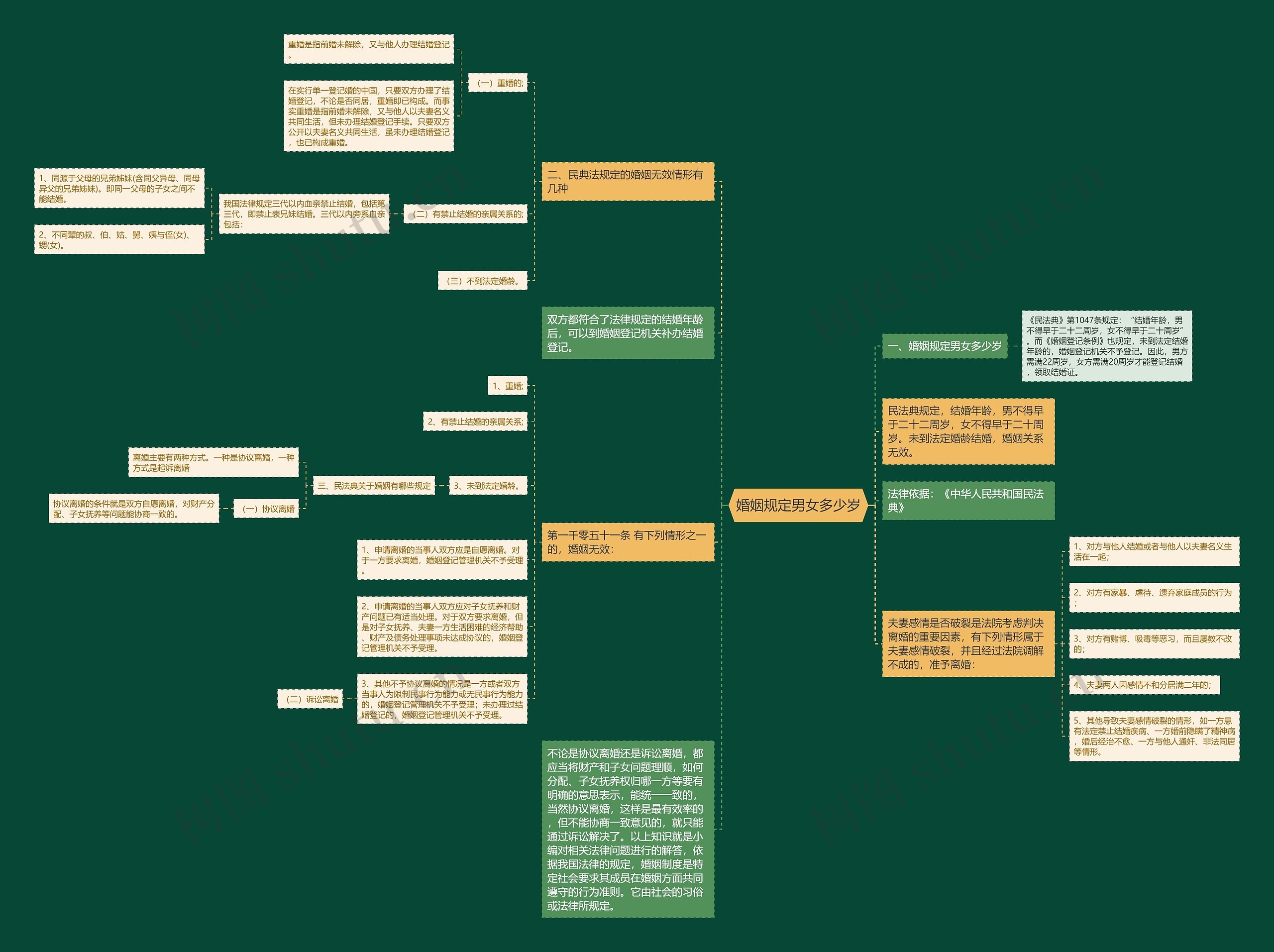 婚姻规定男女多少岁思维导图
