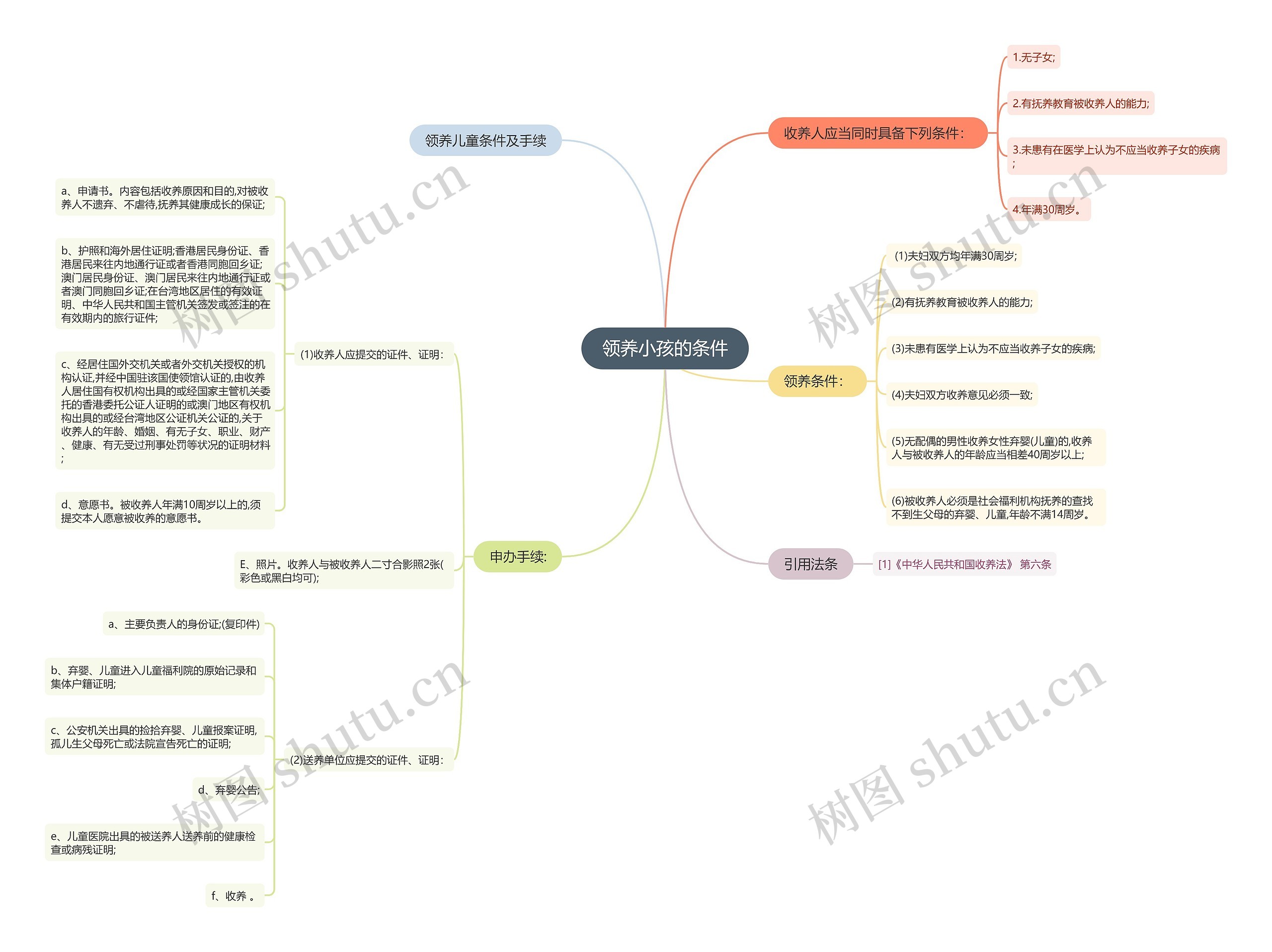 领养小孩的条件思维导图