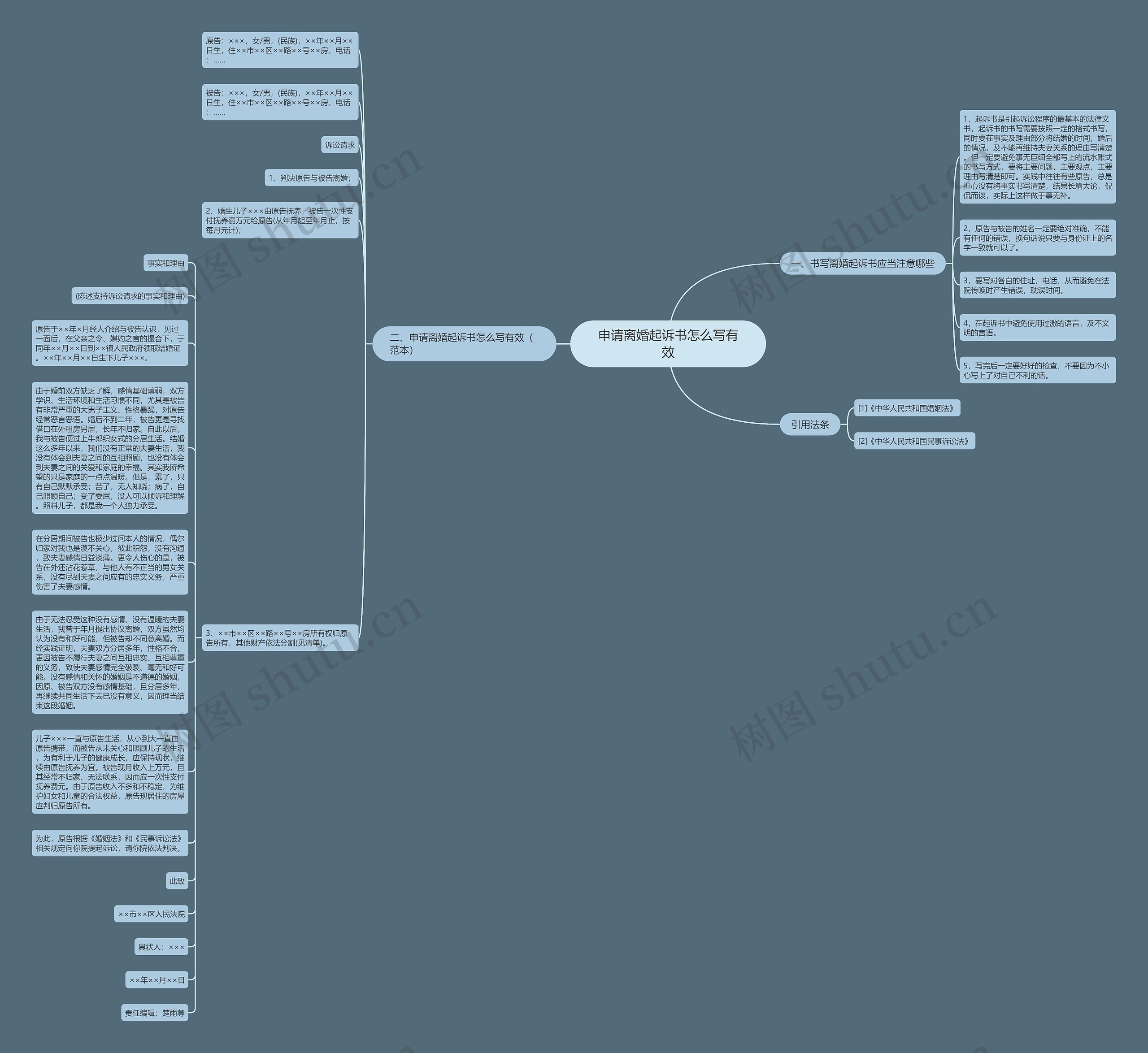 申请离婚起诉书怎么写有效思维导图
