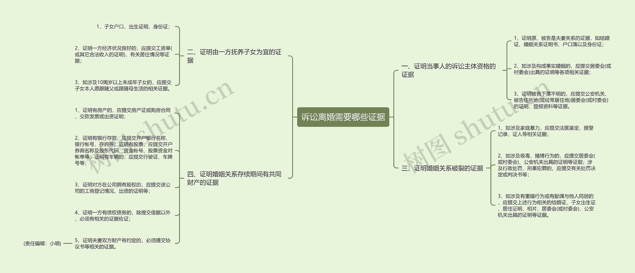 诉讼离婚需要哪些证据思维导图