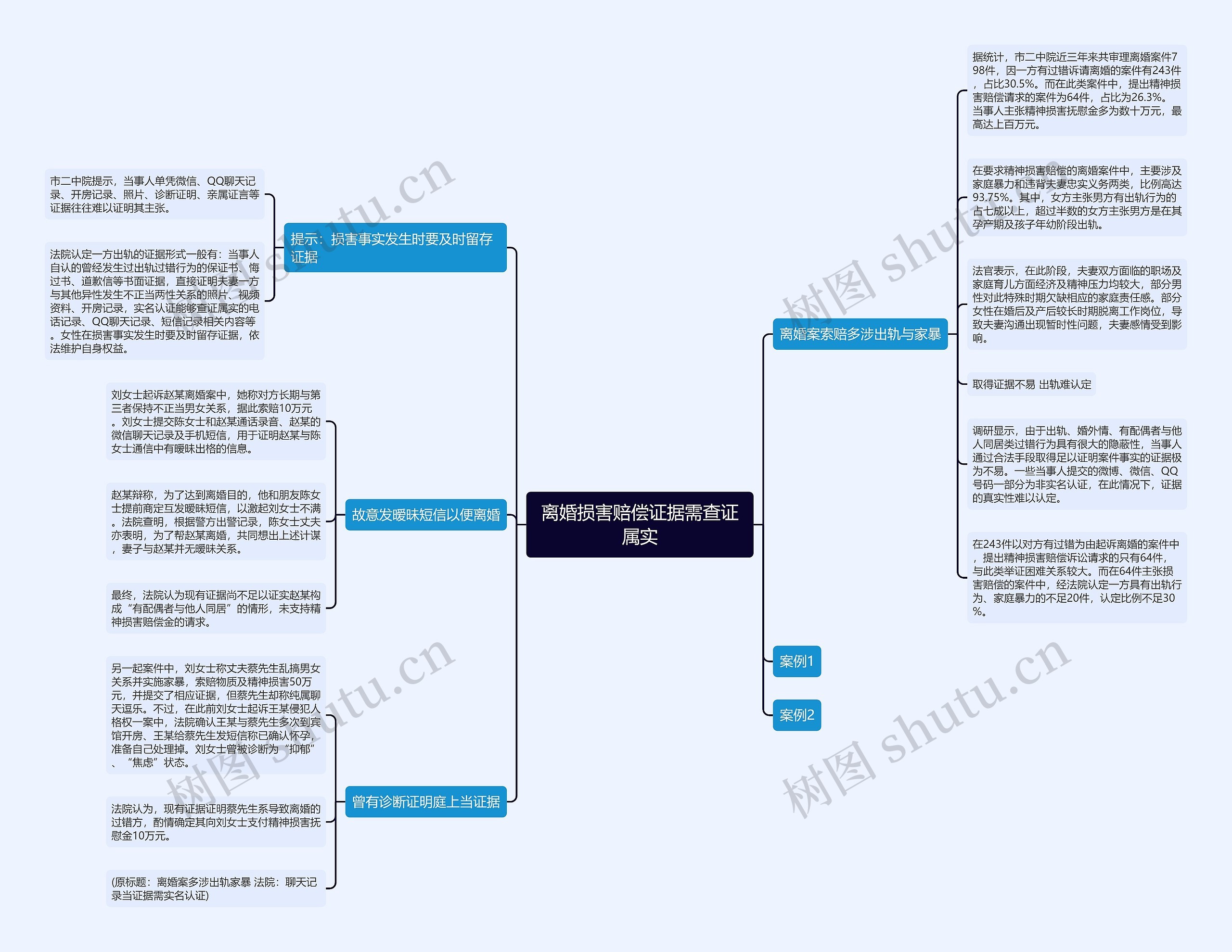 离婚损害赔偿证据需查证属实思维导图