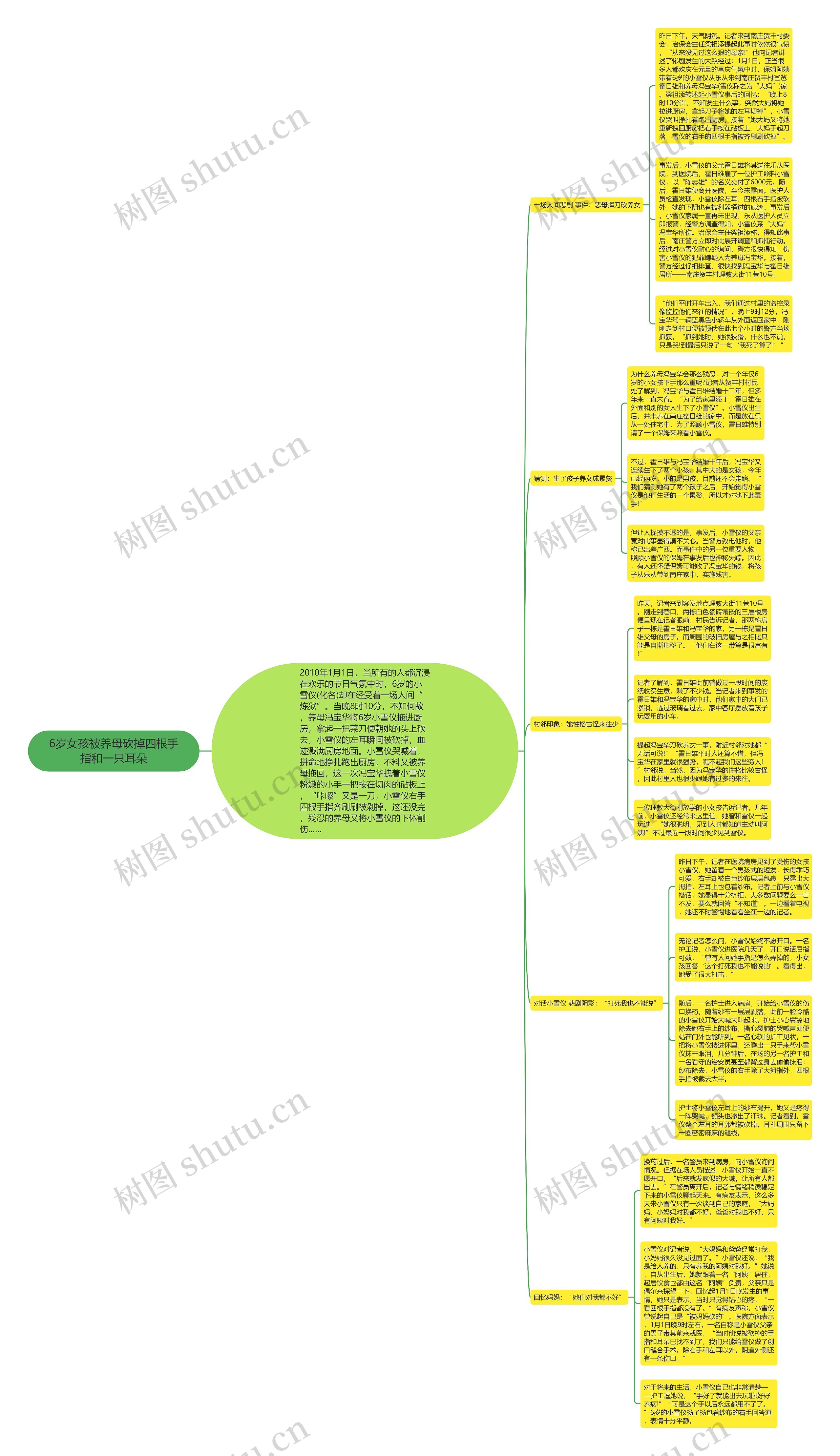 6岁女孩被养母砍掉四根手指和一只耳朵思维导图