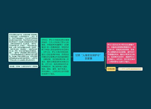 甘肃“人身安全保护令”防家暴