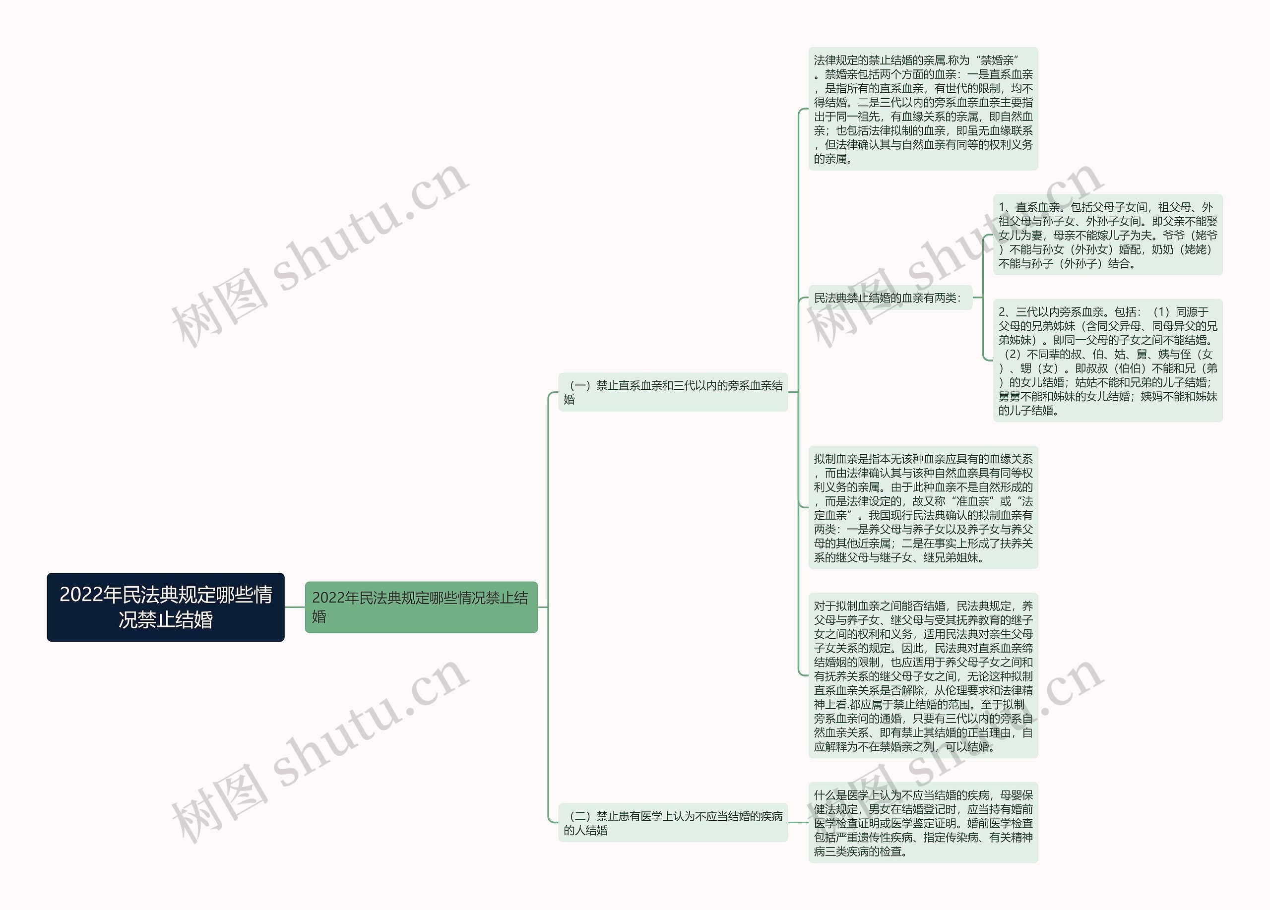 2022年民法典规定哪些情况禁止结婚思维导图