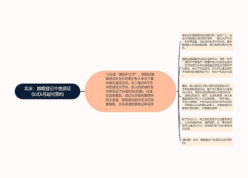 北京：婚姻登记个性颁证仪式6月起可预约