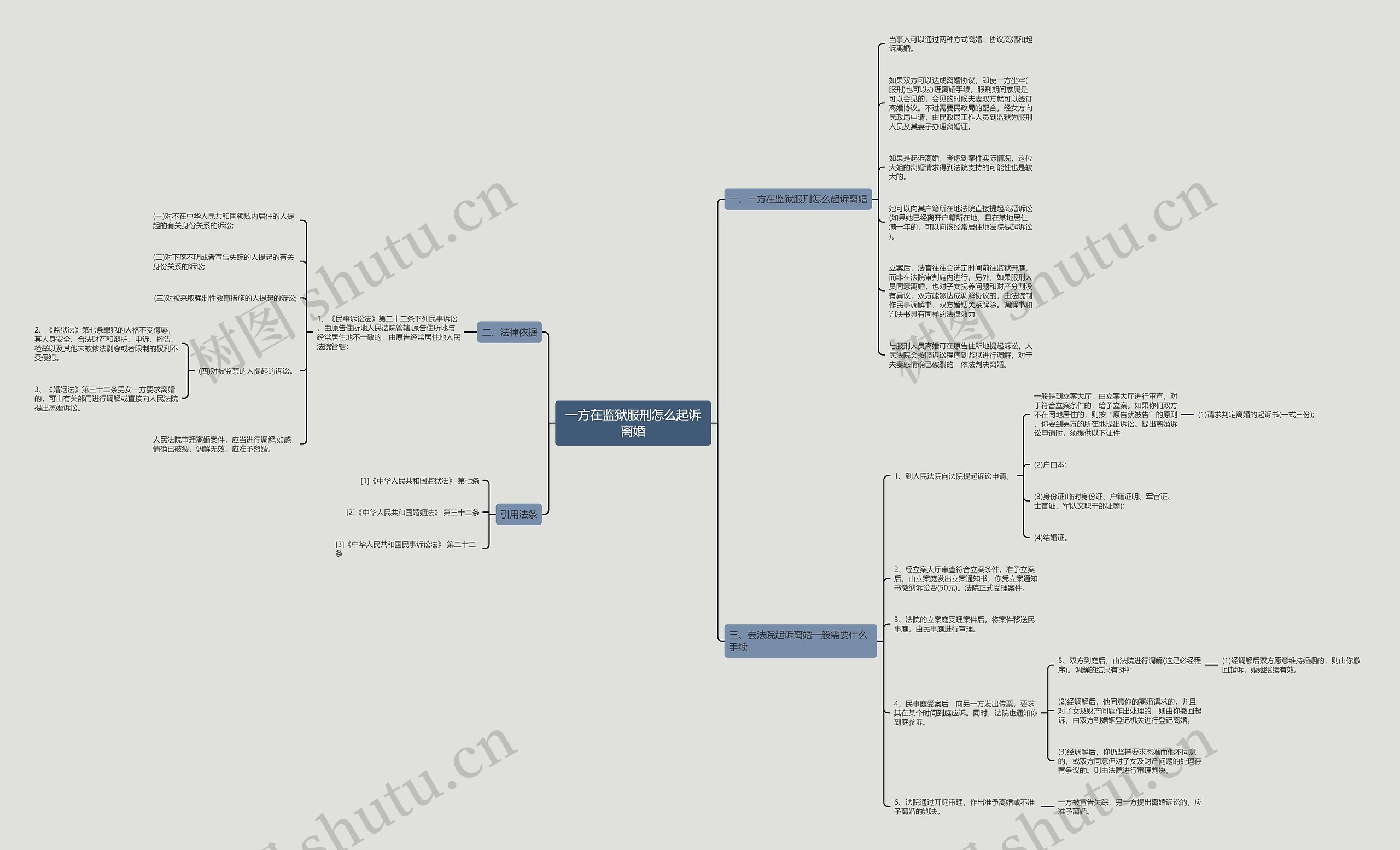 一方在监狱服刑怎么起诉离婚思维导图