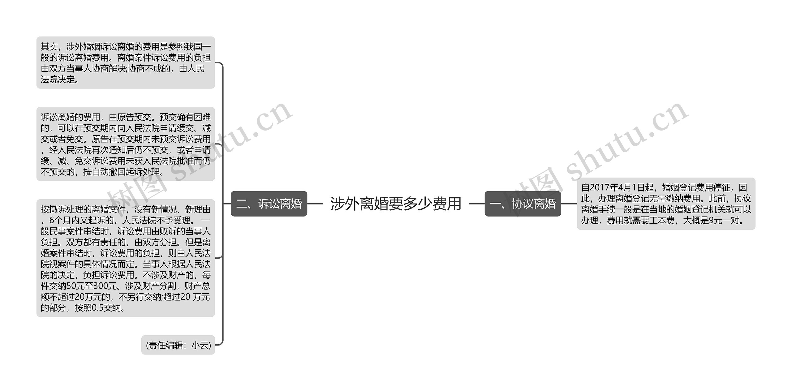 涉外离婚要多少费用思维导图