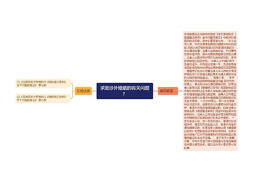 求助涉外婚姻的有关问题？