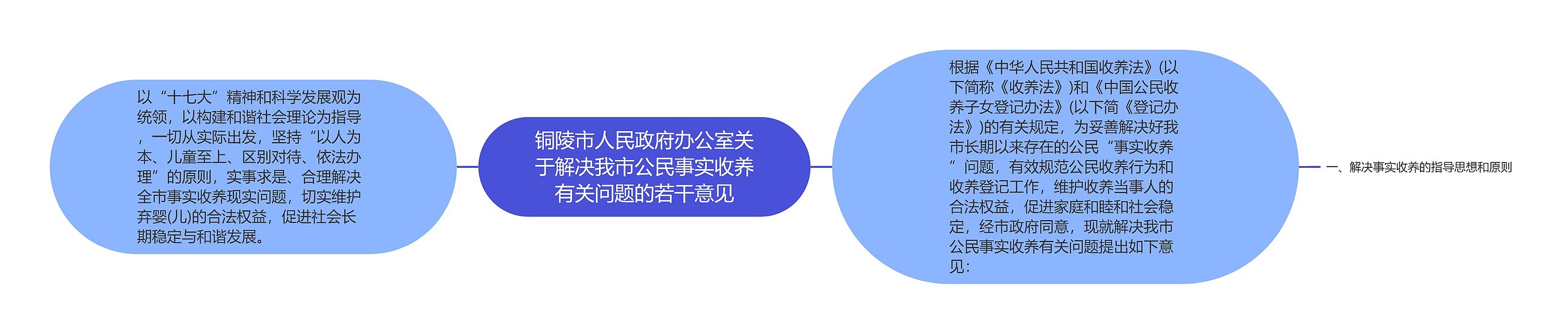 铜陵市人民政府办公室关于解决我市公民事实收养有关问题的若干意见思维导图