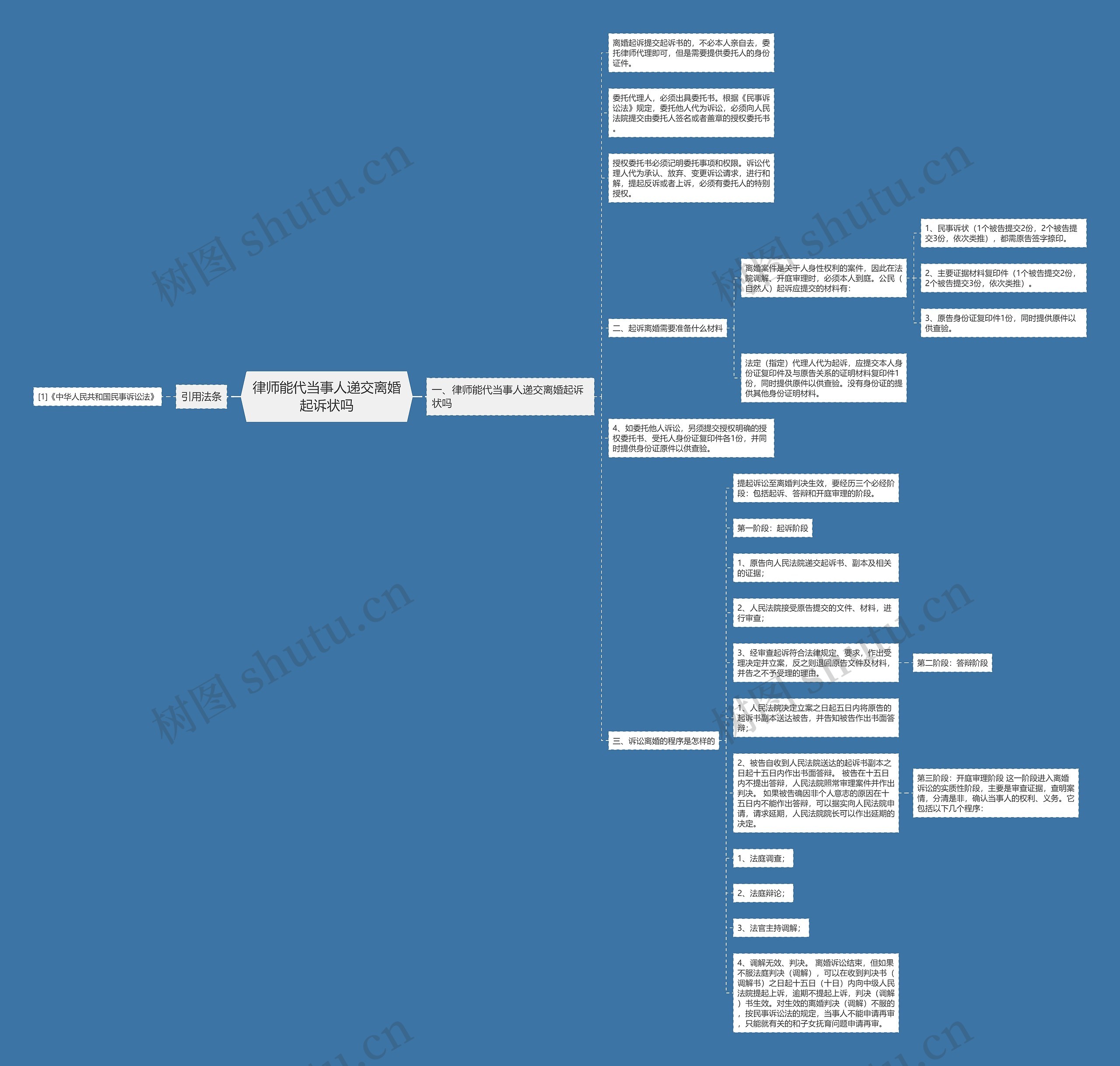 律师能代当事人递交离婚起诉状吗思维导图