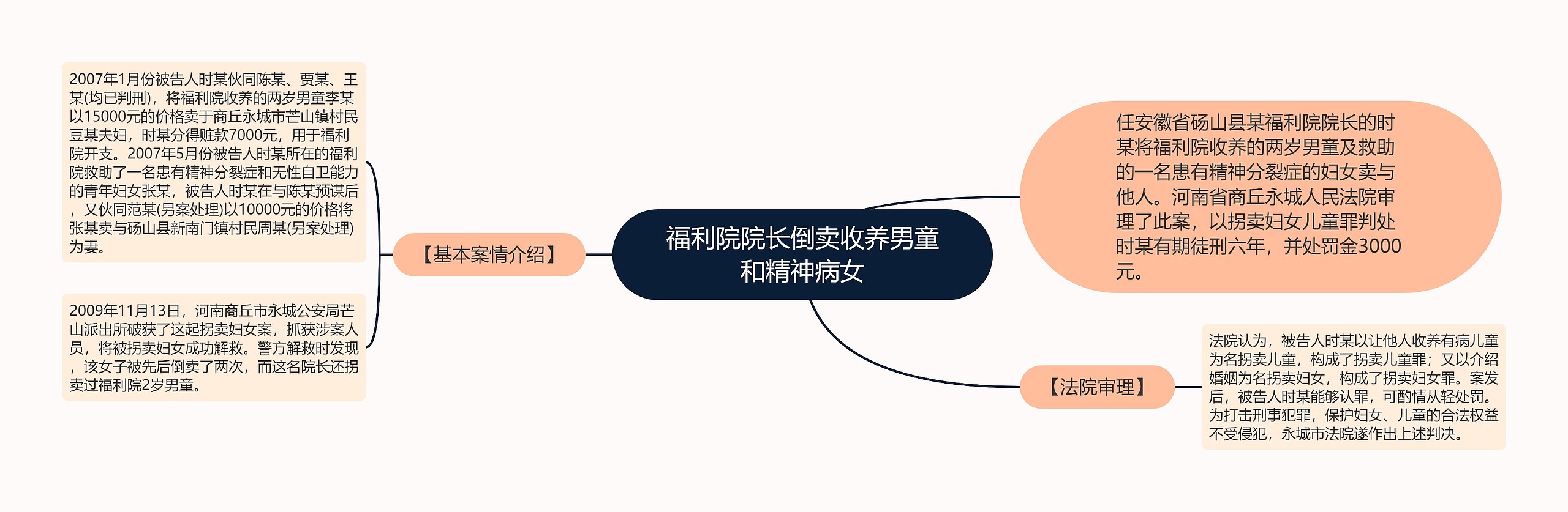 福利院院长倒卖收养男童和精神病女思维导图