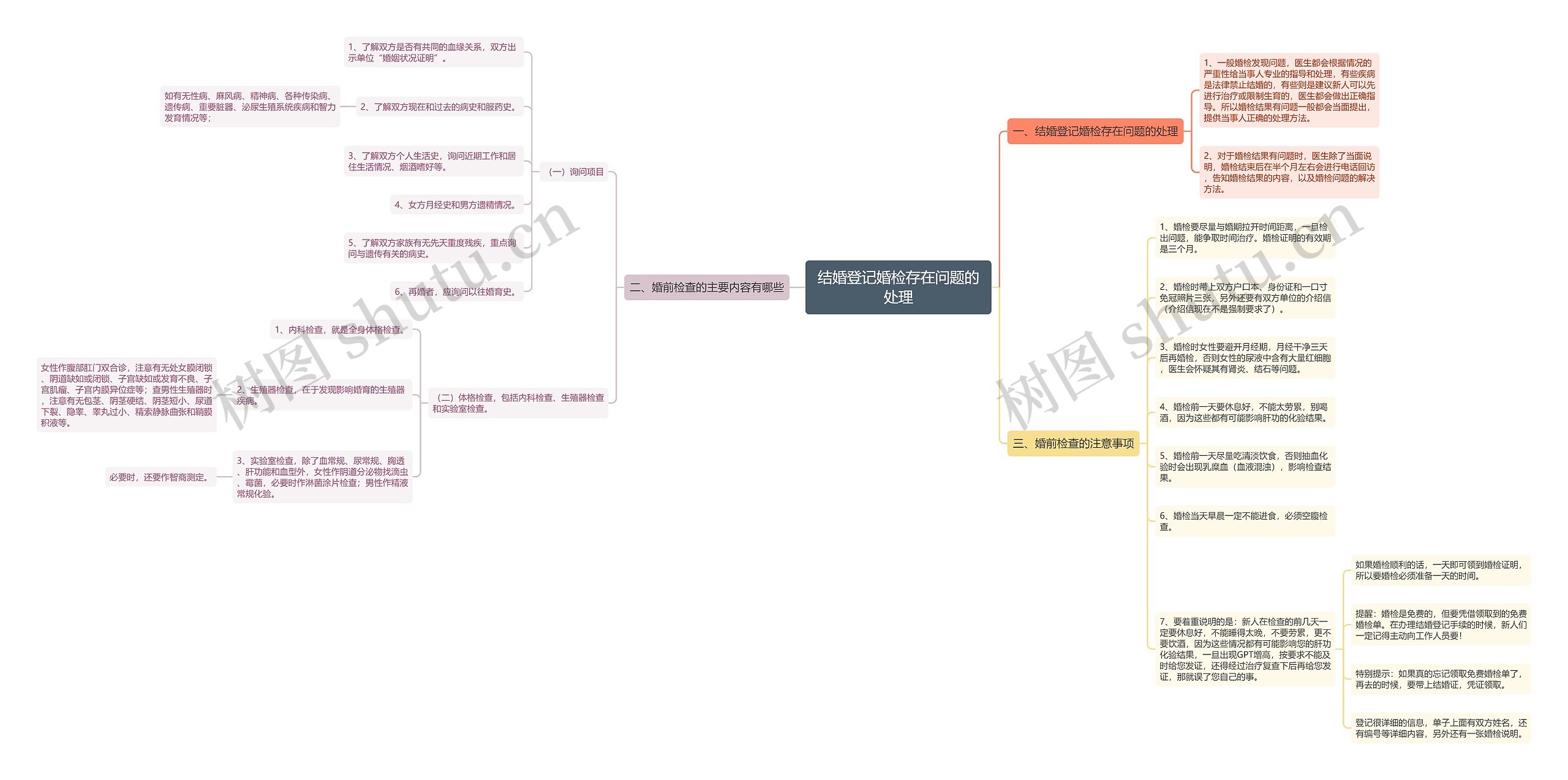 结婚登记婚检存在问题的处理思维导图
