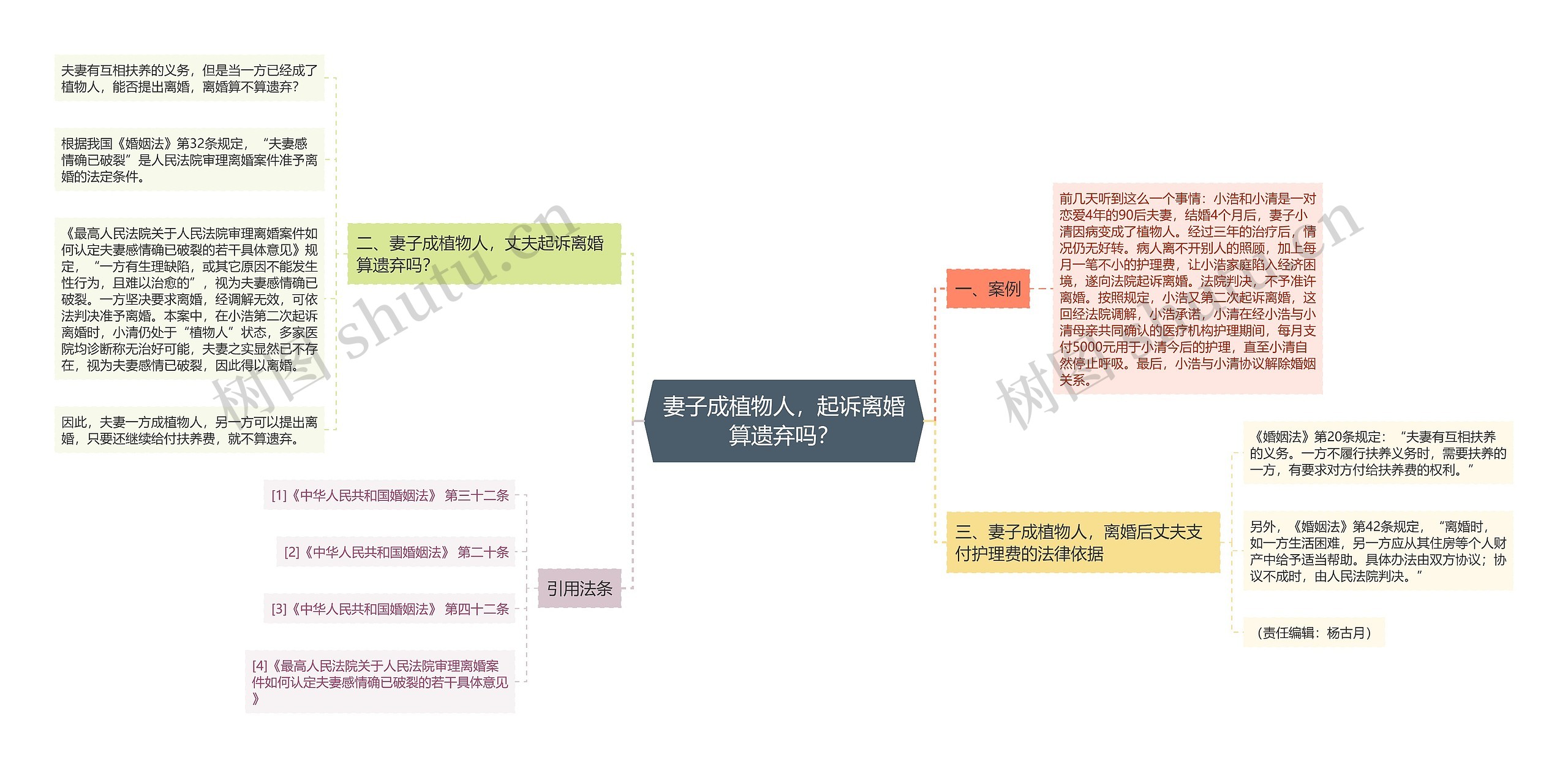 妻子成植物人，起诉离婚算遗弃吗？思维导图