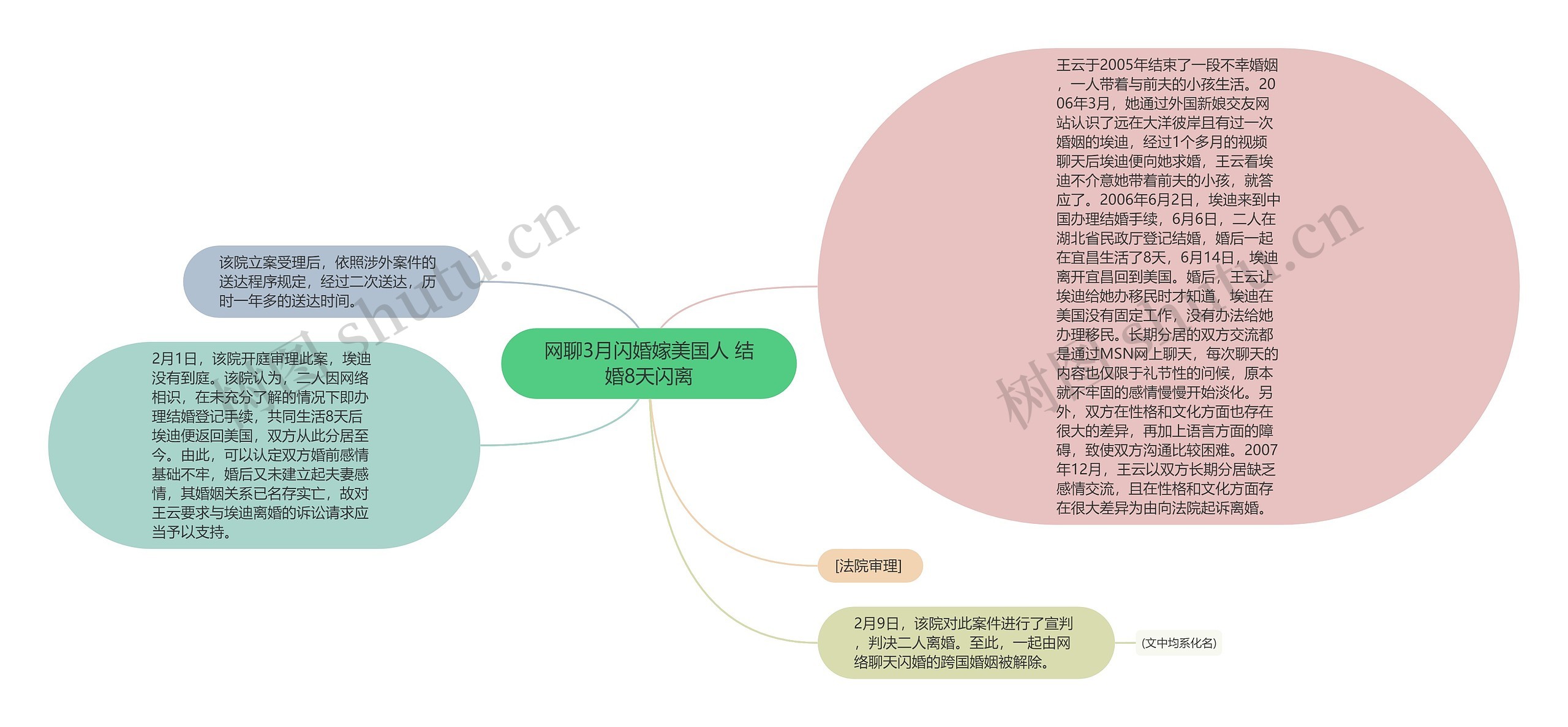 网聊3月闪婚嫁美国人 结婚8天闪离思维导图