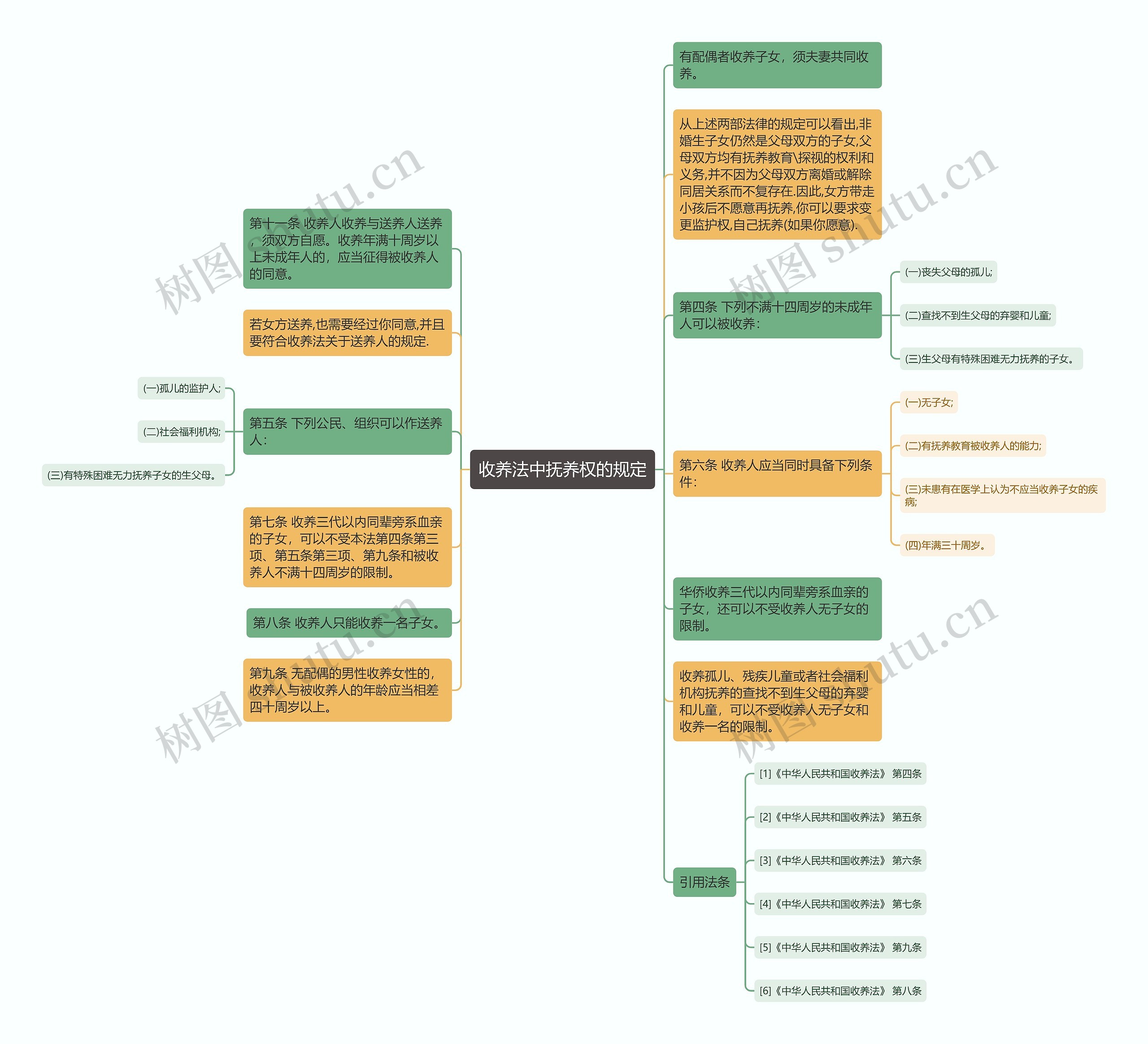 收养法中抚养权的规定思维导图