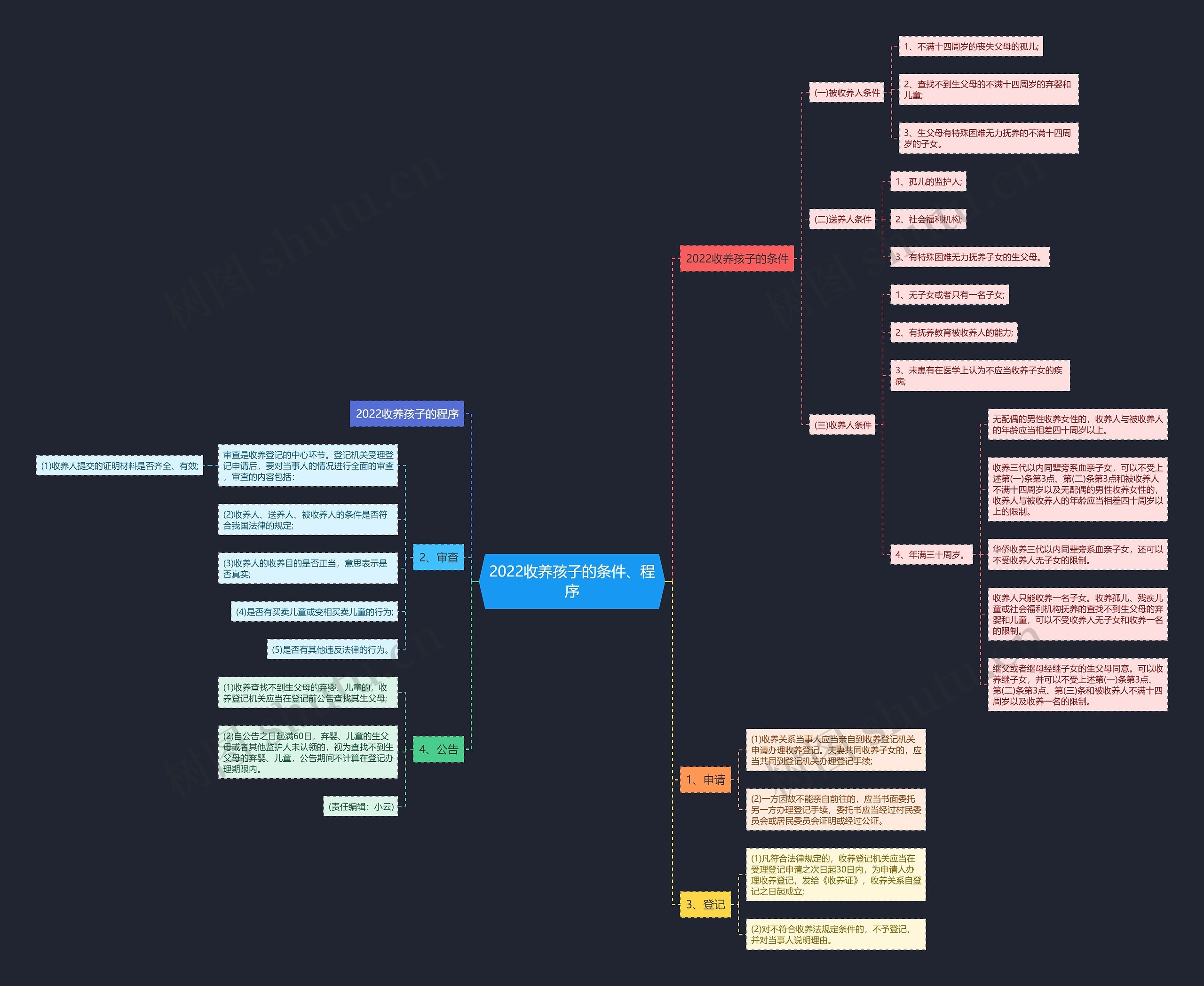 2022收养孩子的条件、程序思维导图