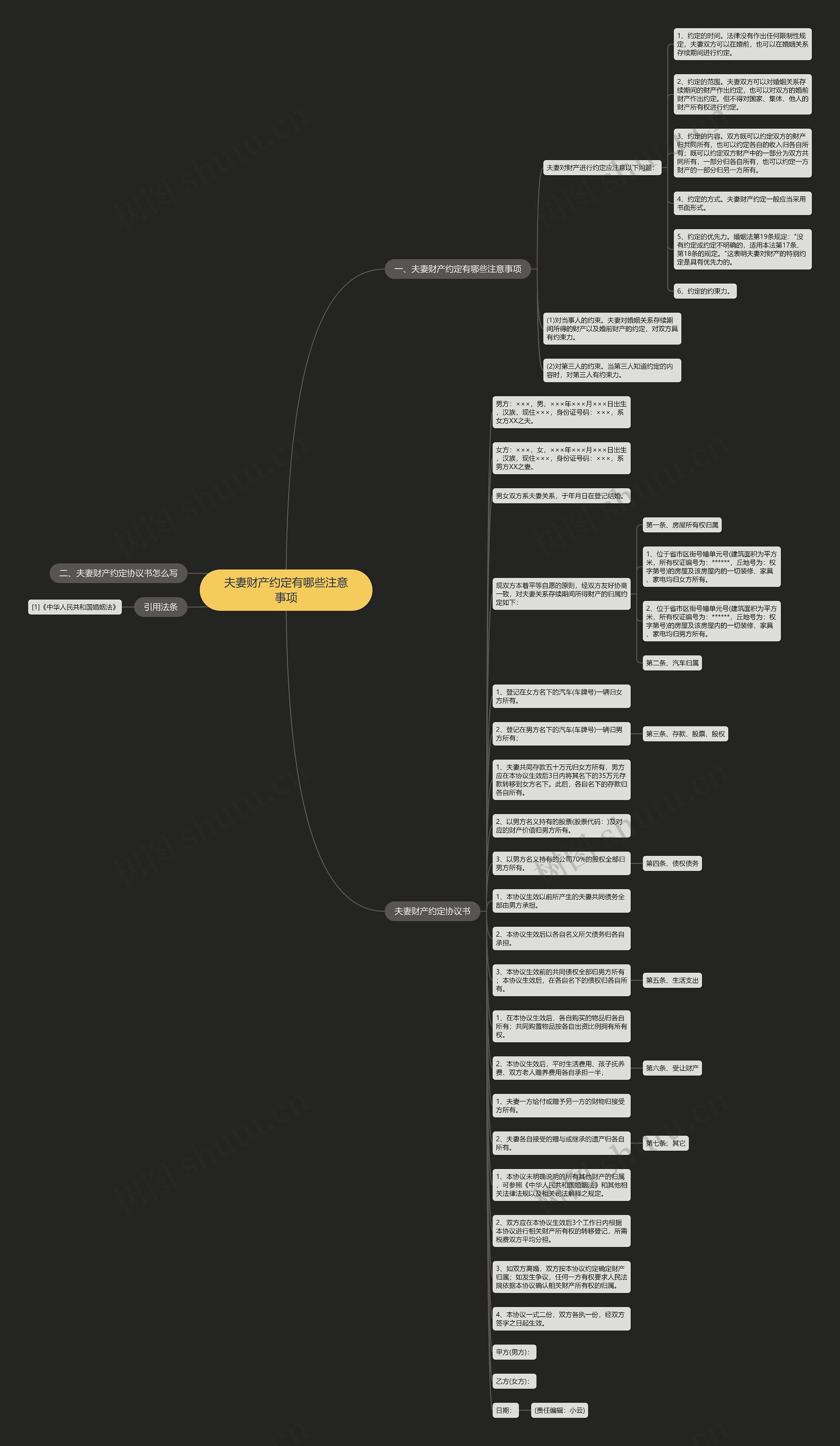 夫妻财产约定有哪些注意事项思维导图