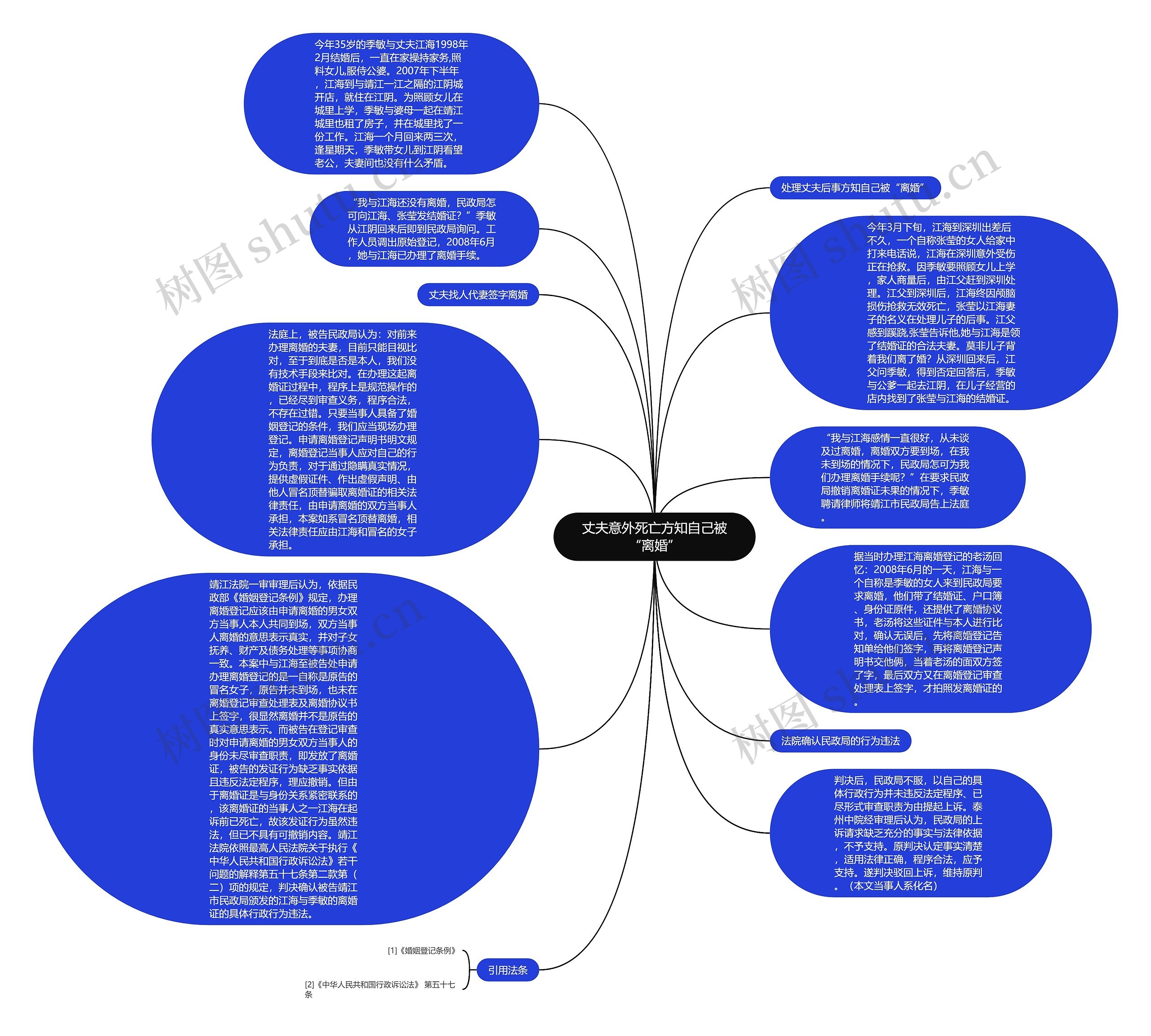 丈夫意外死亡方知自己被“离婚”思维导图