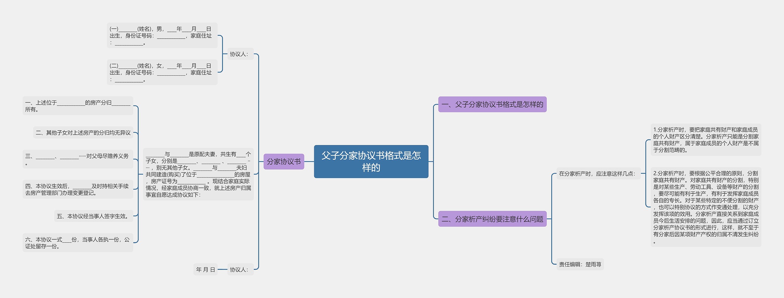 父子分家协议书格式是怎样的