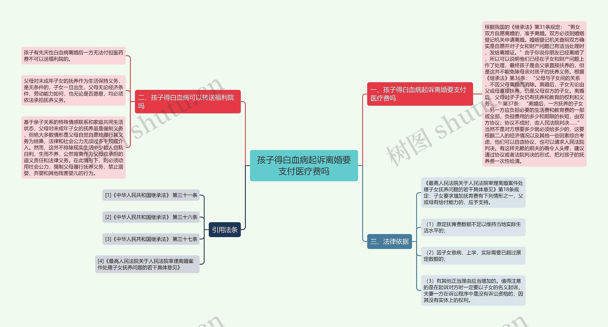 孩子得白血病起诉离婚要支付医疗费吗思维导图