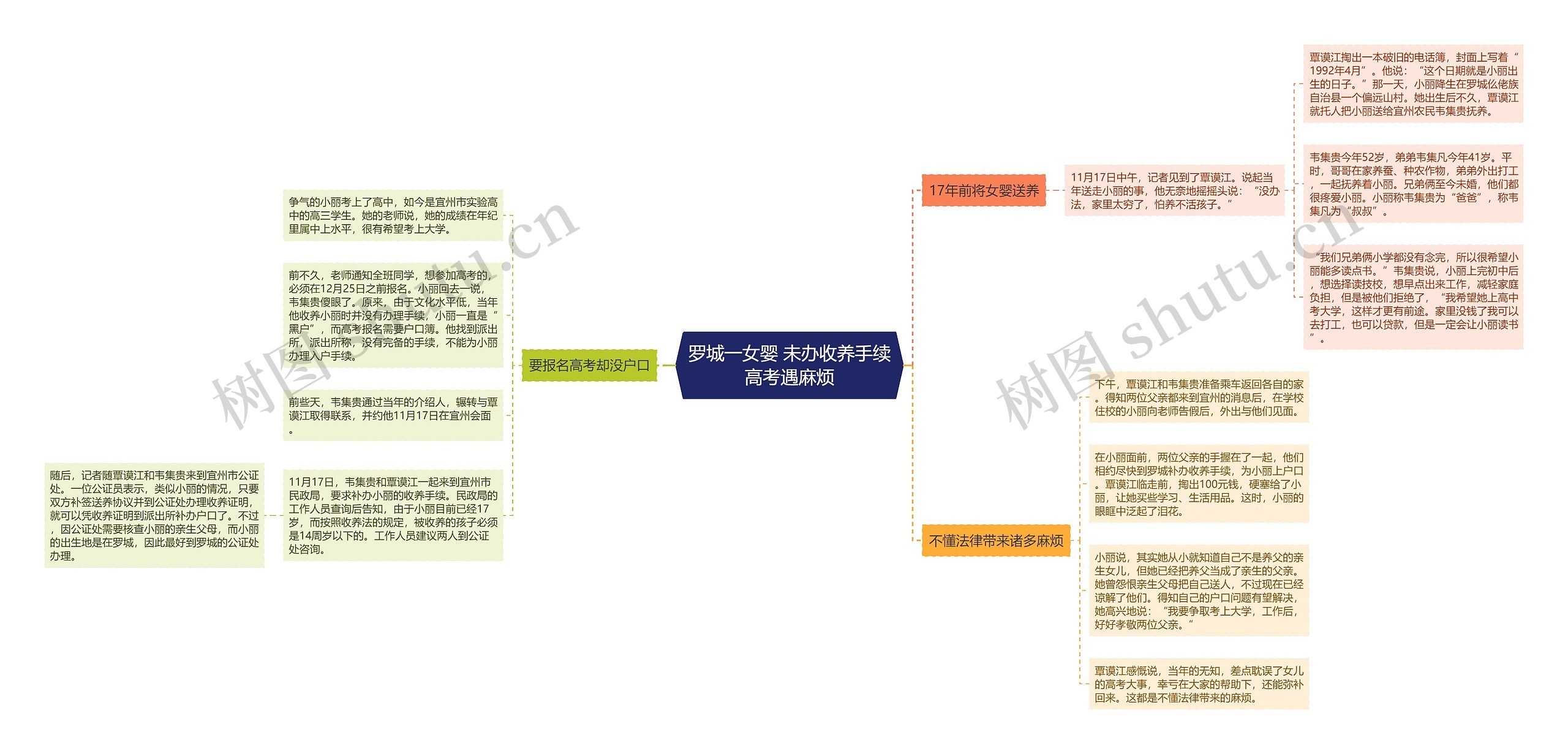 罗城一女婴 未办收养手续高考遇麻烦思维导图