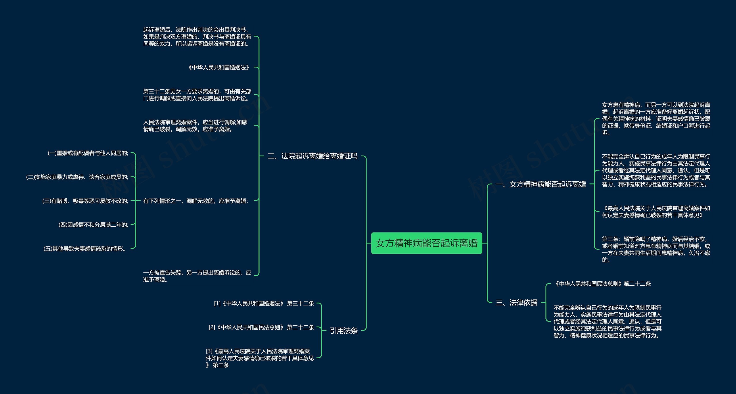 女方精神病能否起诉离婚思维导图