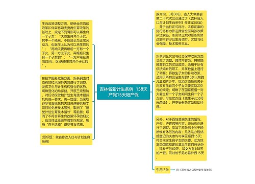 吉林省新计生条例  158天产假15天陪产假