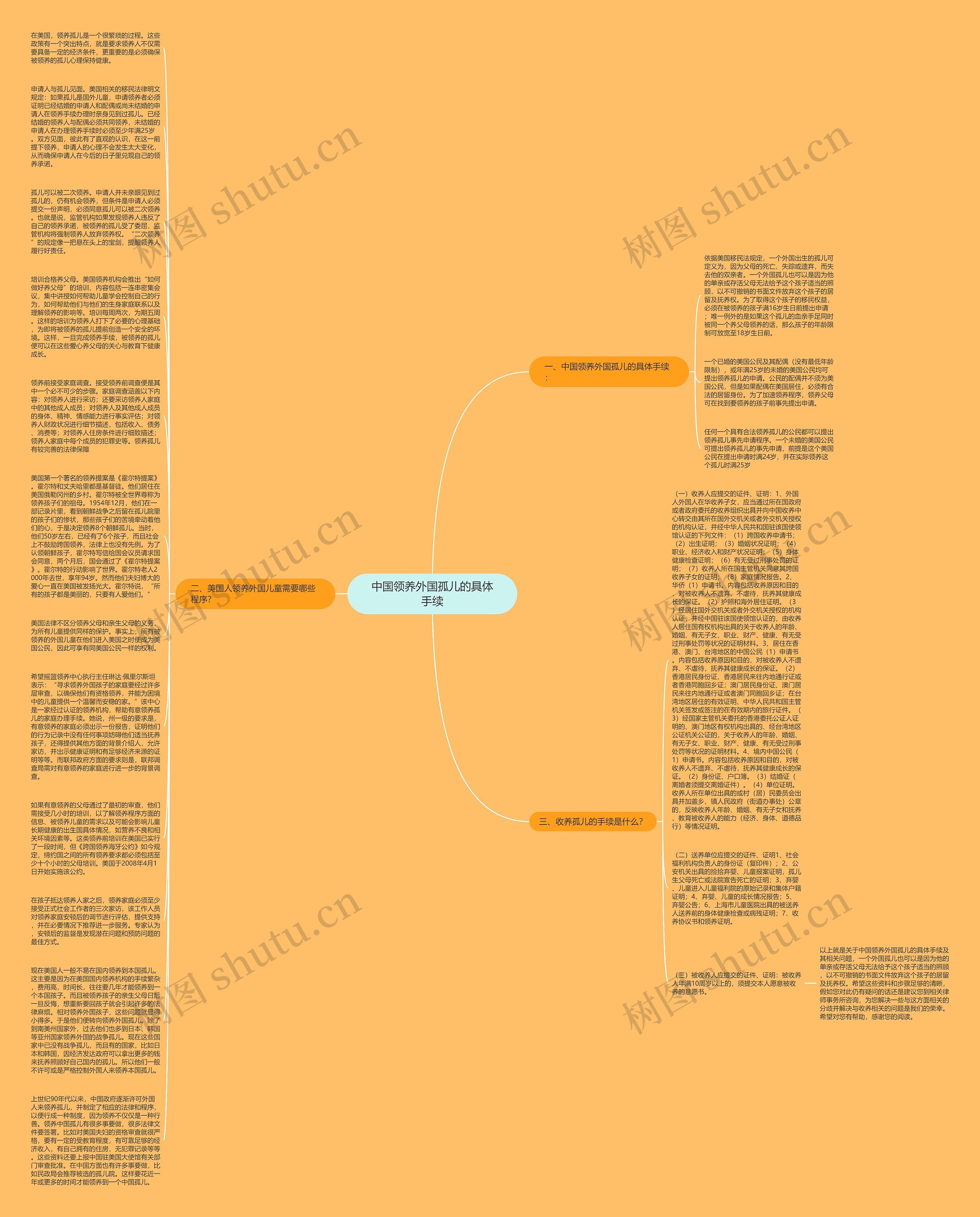 中国领养外国孤儿的具体手续思维导图