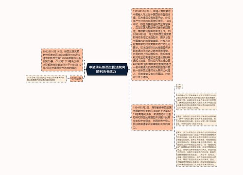 申请承认新西兰国法院离婚判决书效力  