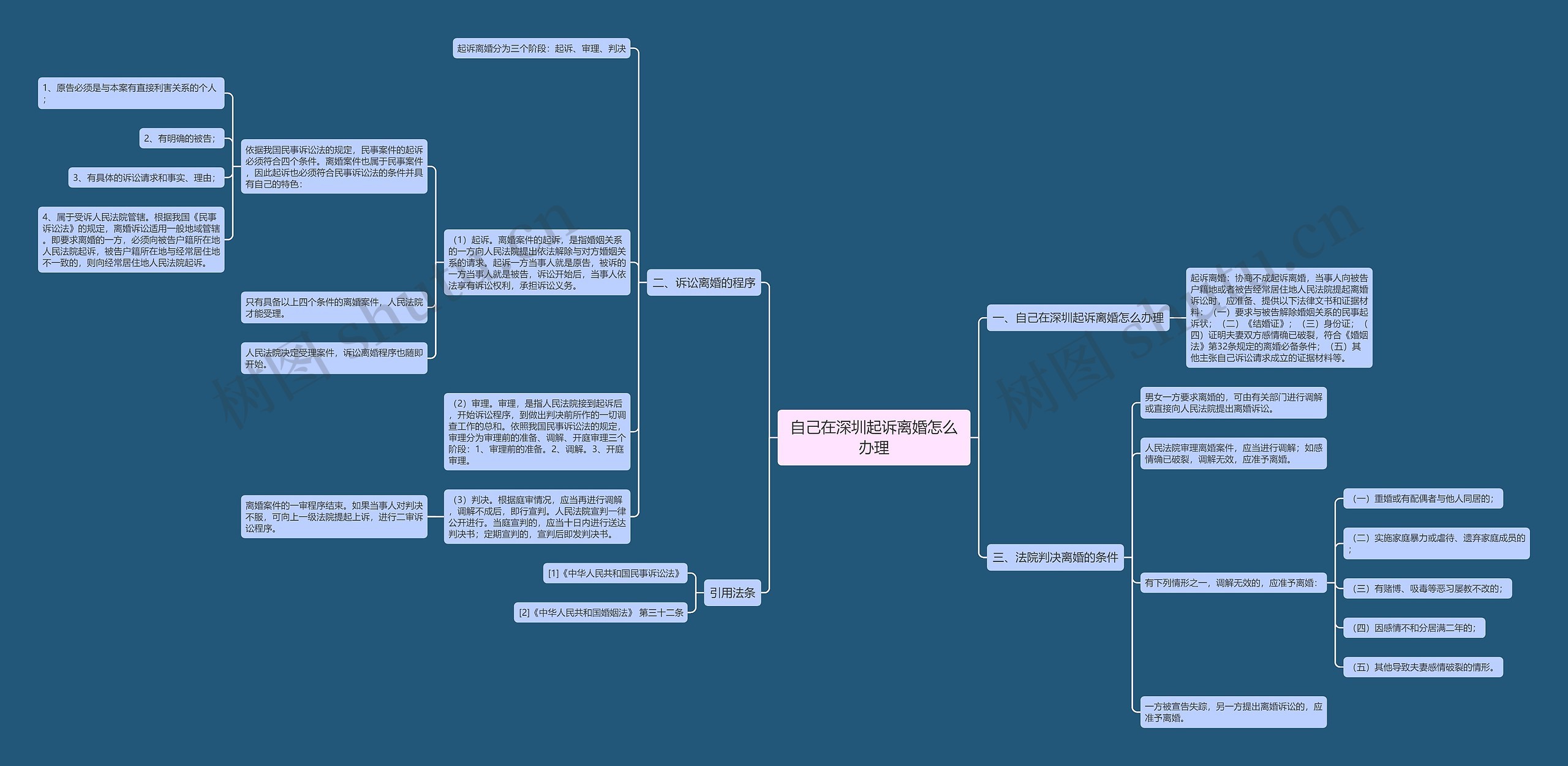 自己在深圳起诉离婚怎么办理思维导图
